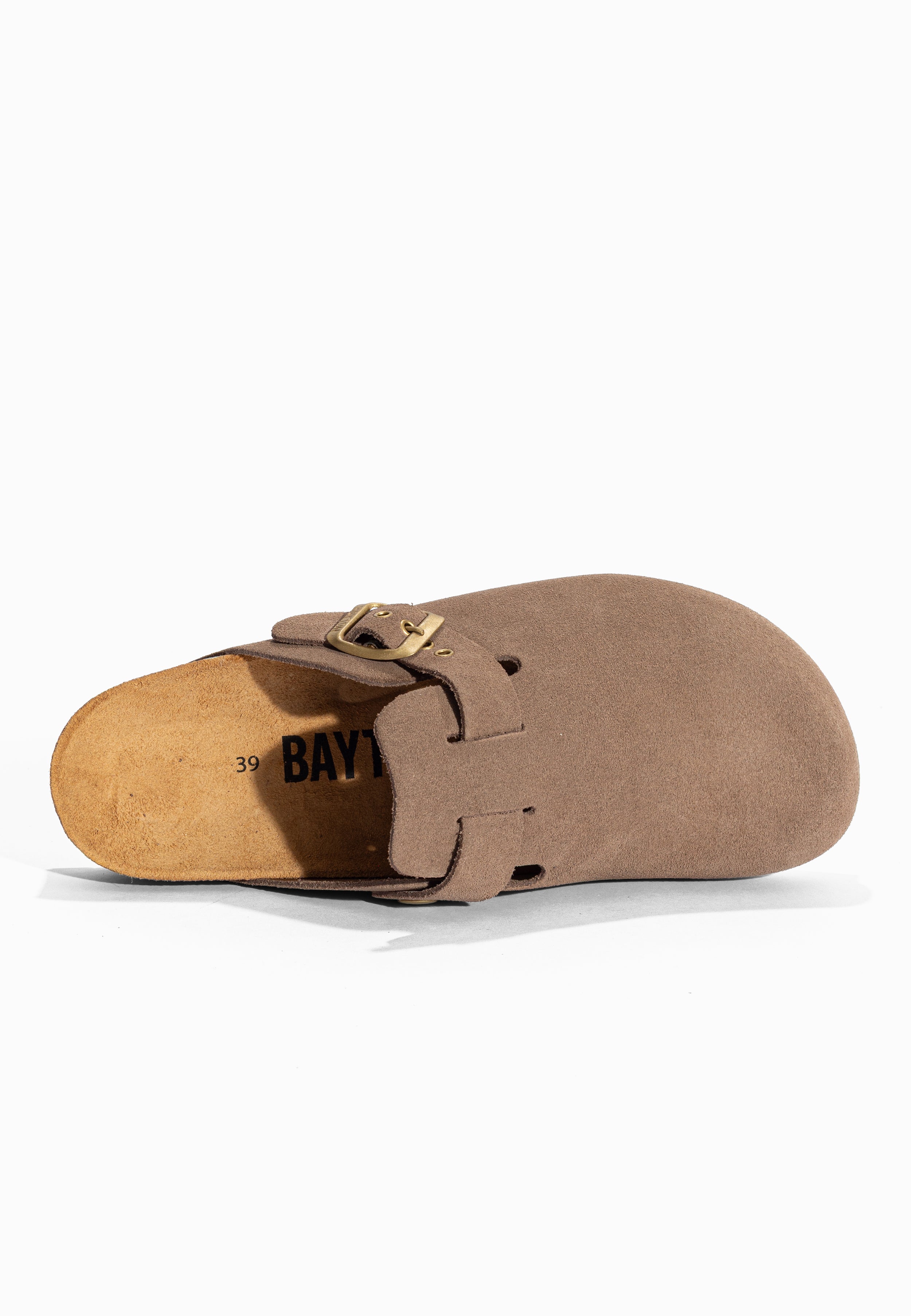 Sabots Milky Taupe en Cuir Suédé Bayton pour Femme