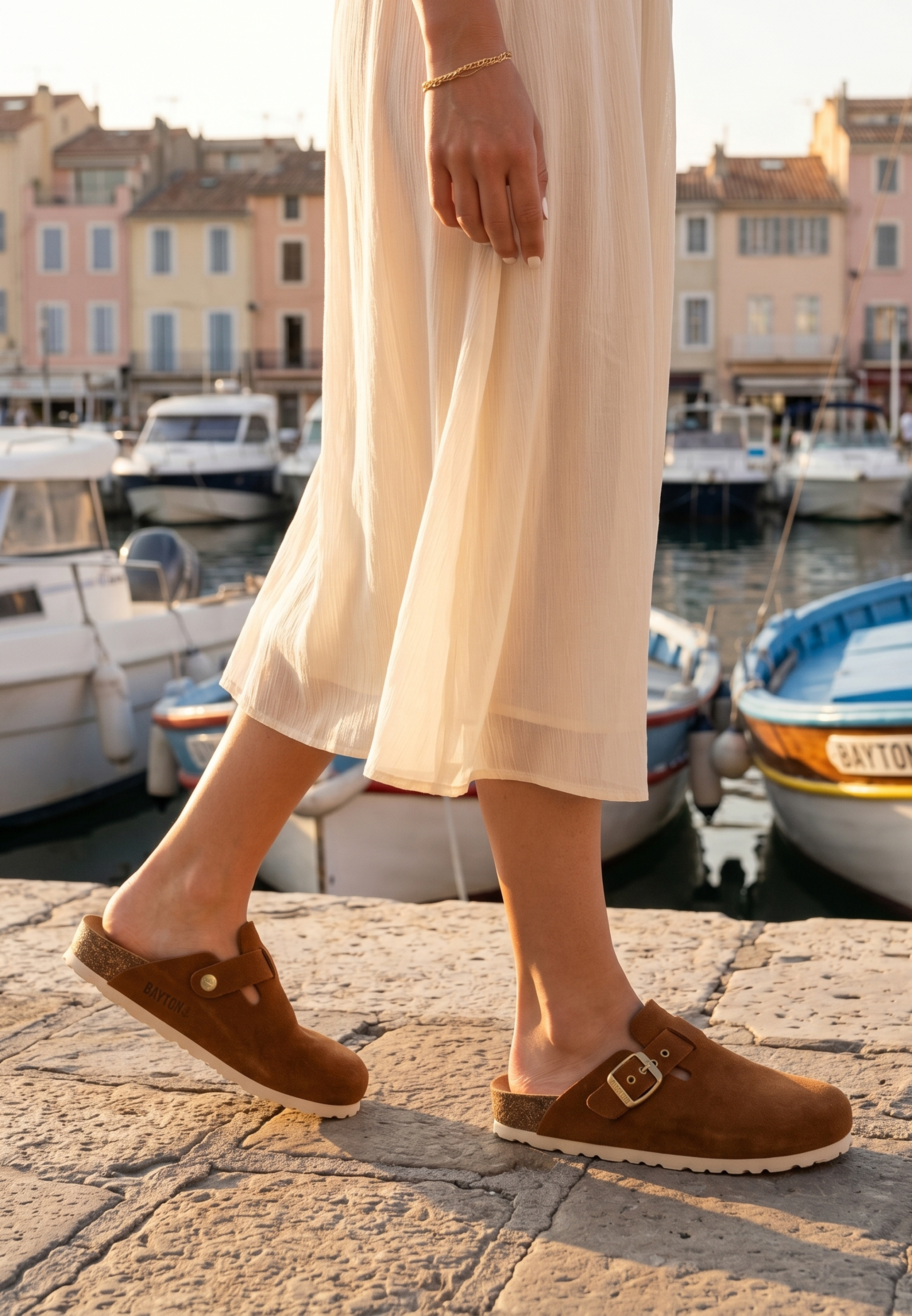Sabots Milky Camel en Cuir Suédé