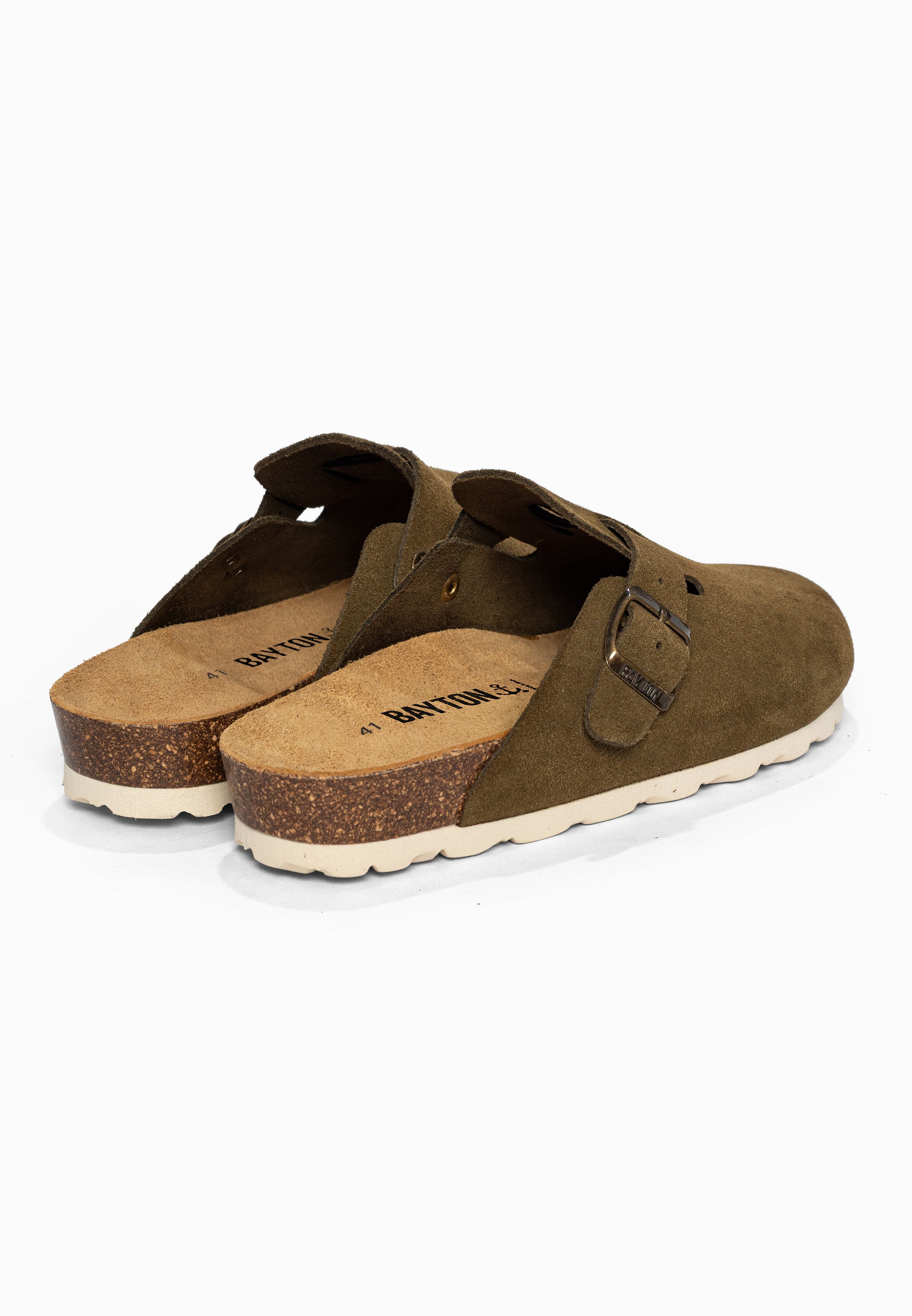 Sabots Milky Kaki en Cuir Suédé Bayton pour Homme