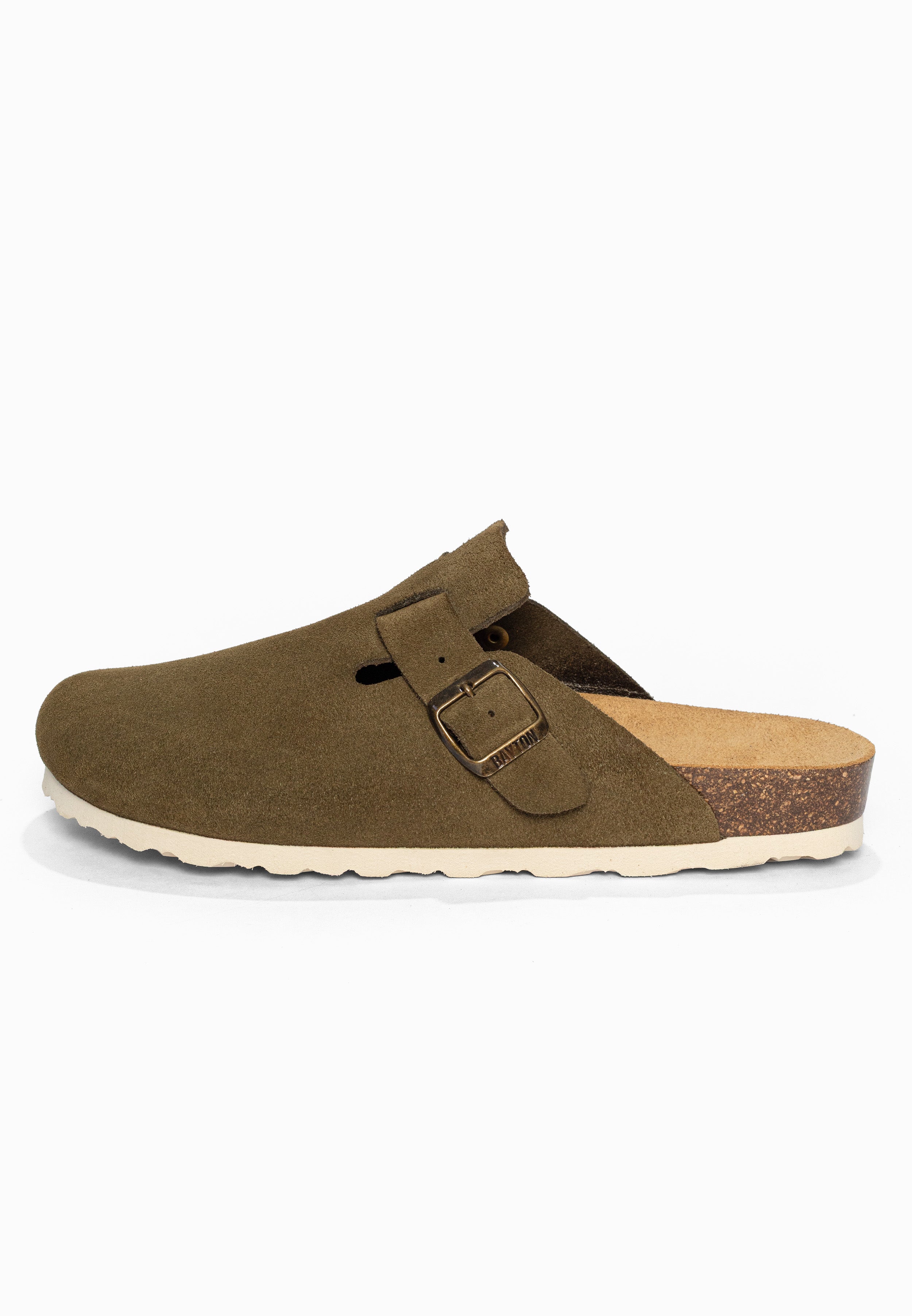 Sabots Milky Kaki en Cuir Suédé Bayton pour Homme