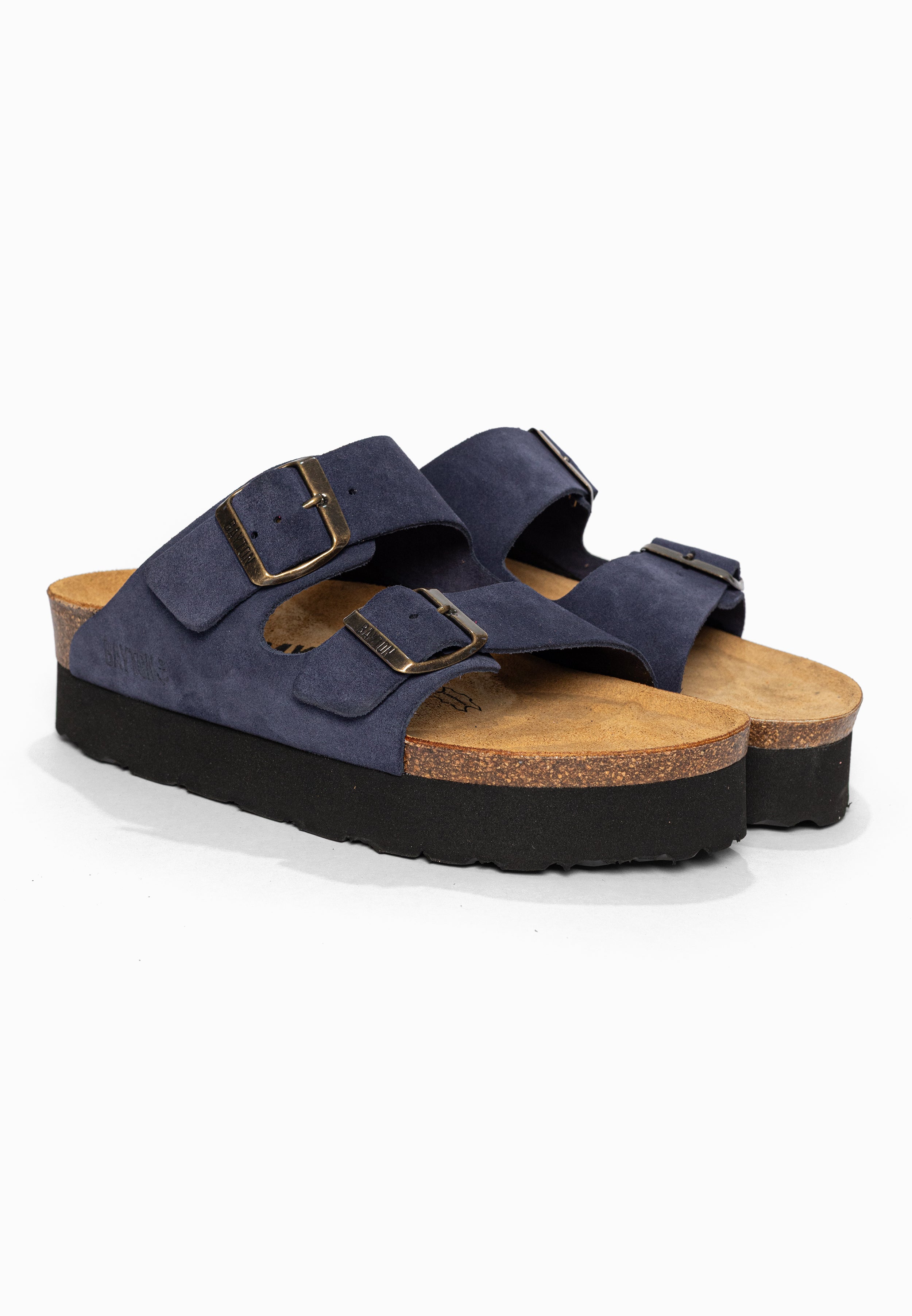 Sandales à Plateforme Japet Bleu marine en Cuir Suédé Bayton pour Femme