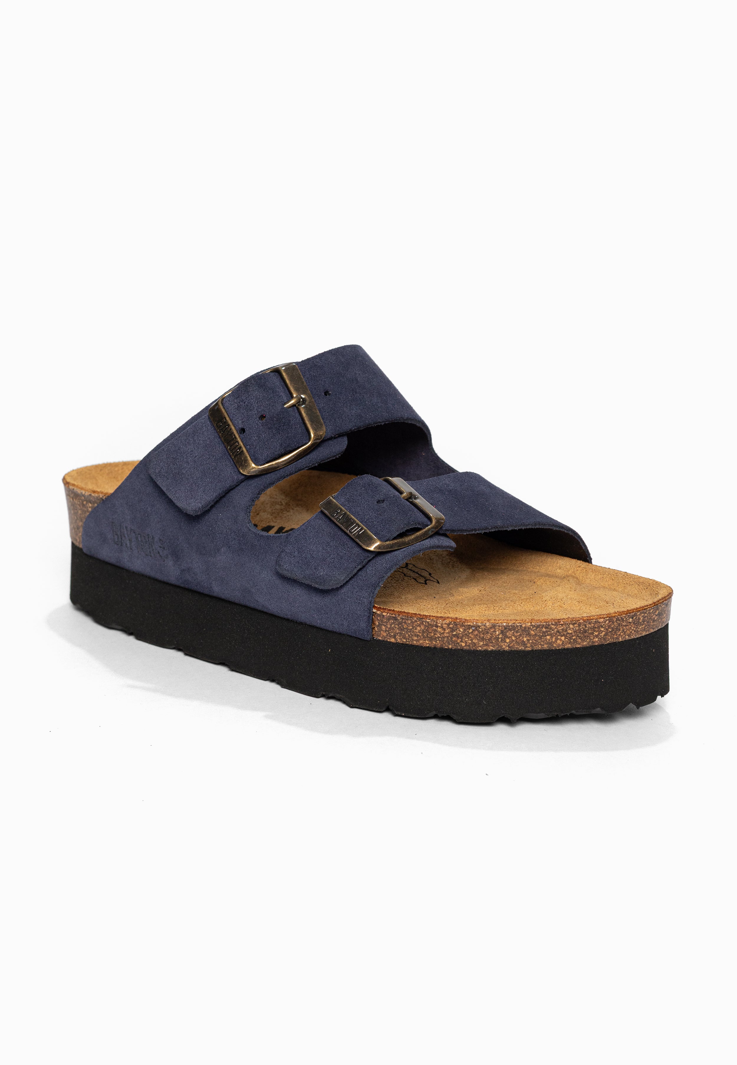 Sandales à Plateforme Japet Bleu marine en Cuir Suédé Bayton pour Femme