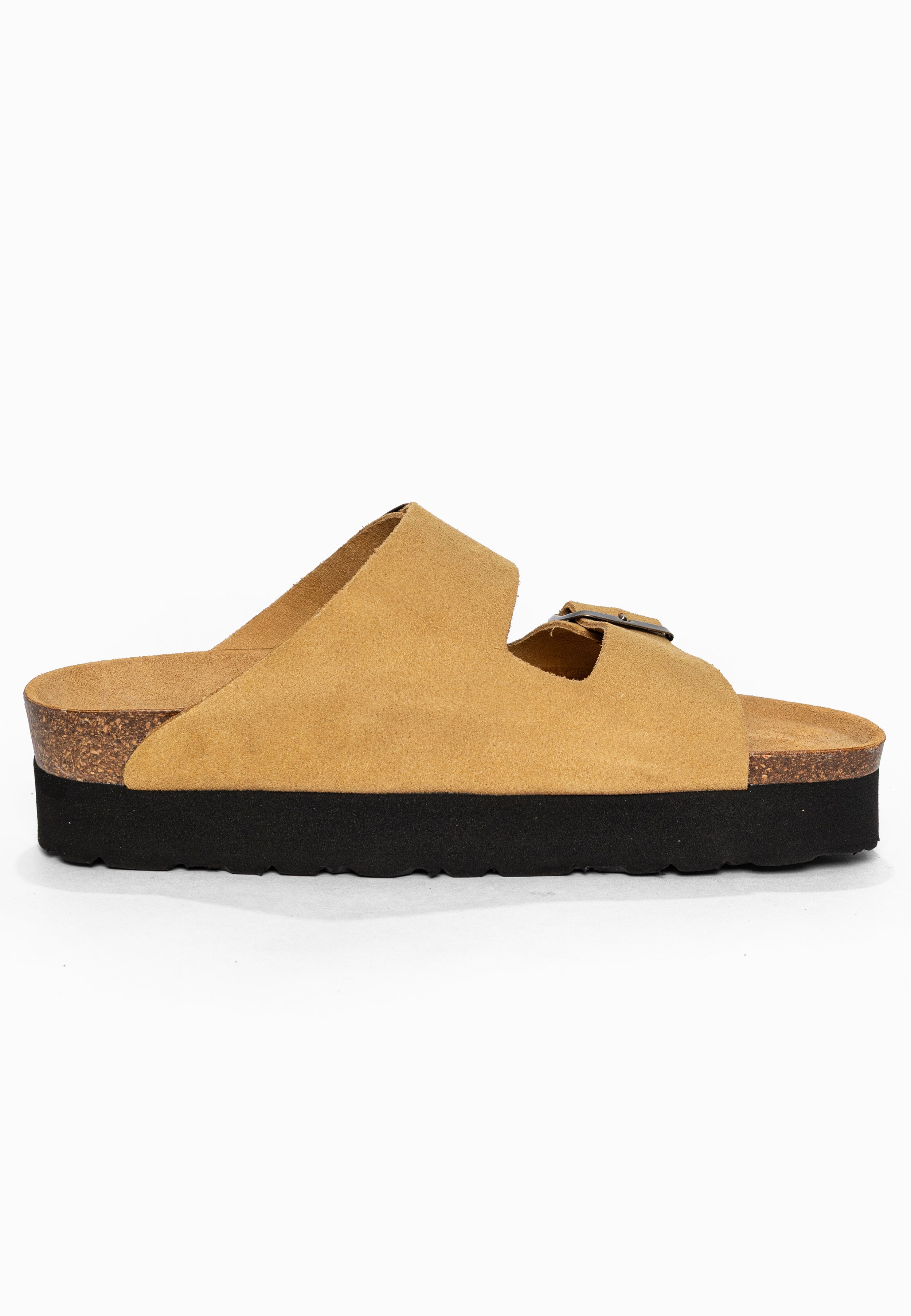 Sandales à Plateforme Japet Camel en Cuir Suédé Bayton pour Femme