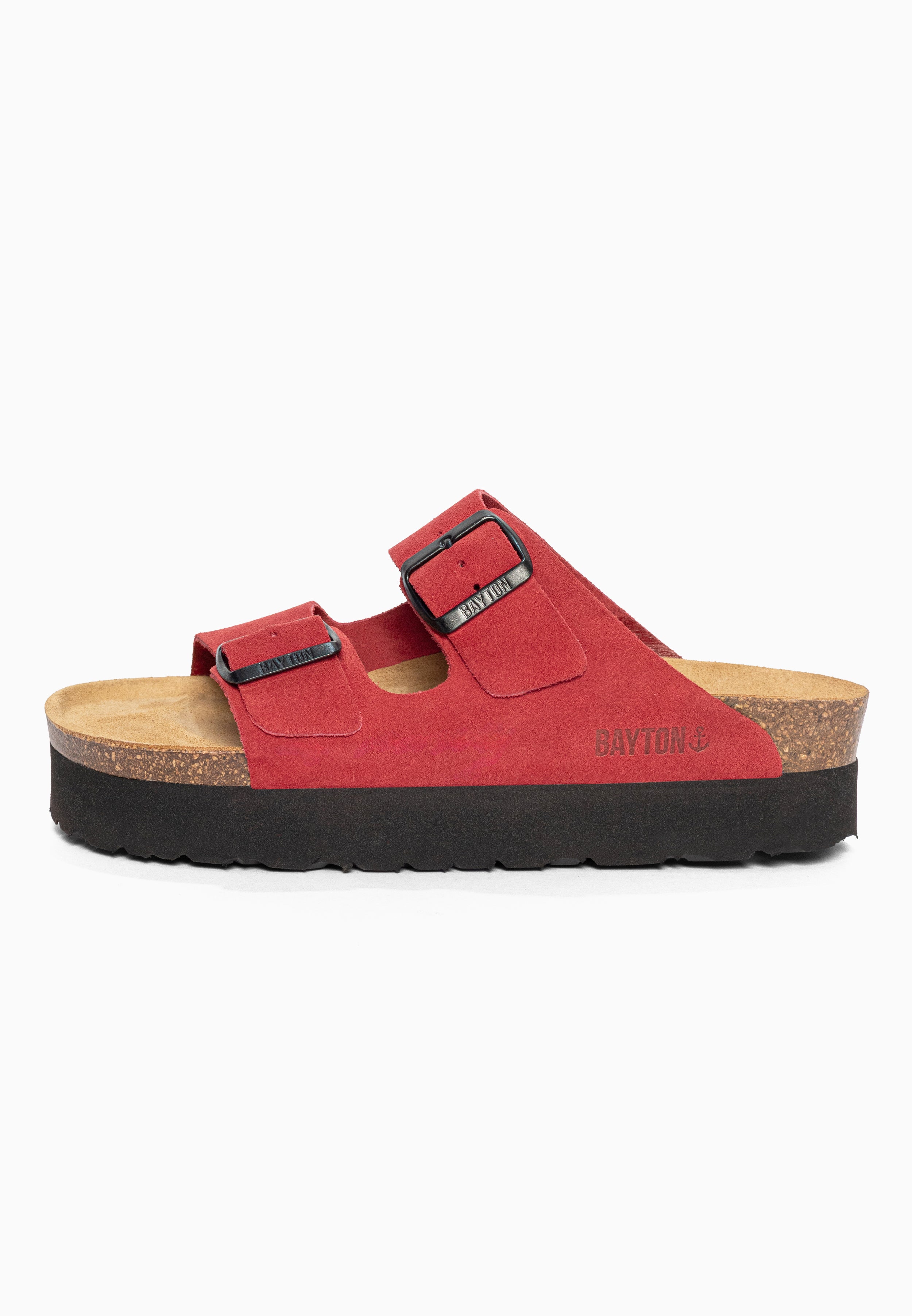 Sandales à Plateforme Japet Rouge en Cuir Suédé Bayton pour Femme