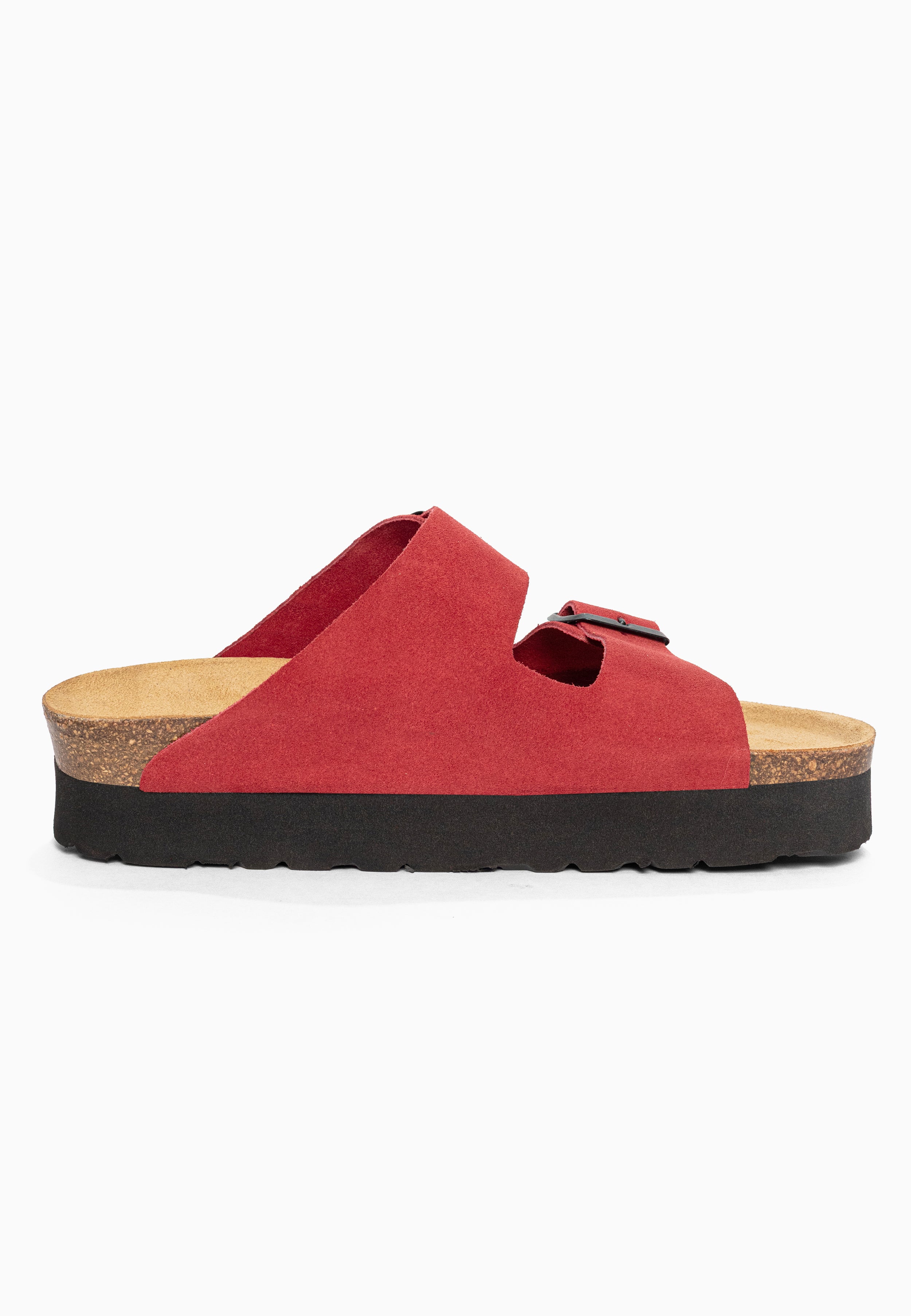 Sandales à Plateforme Japet Rouge en Cuir Suédé Bayton pour Femme