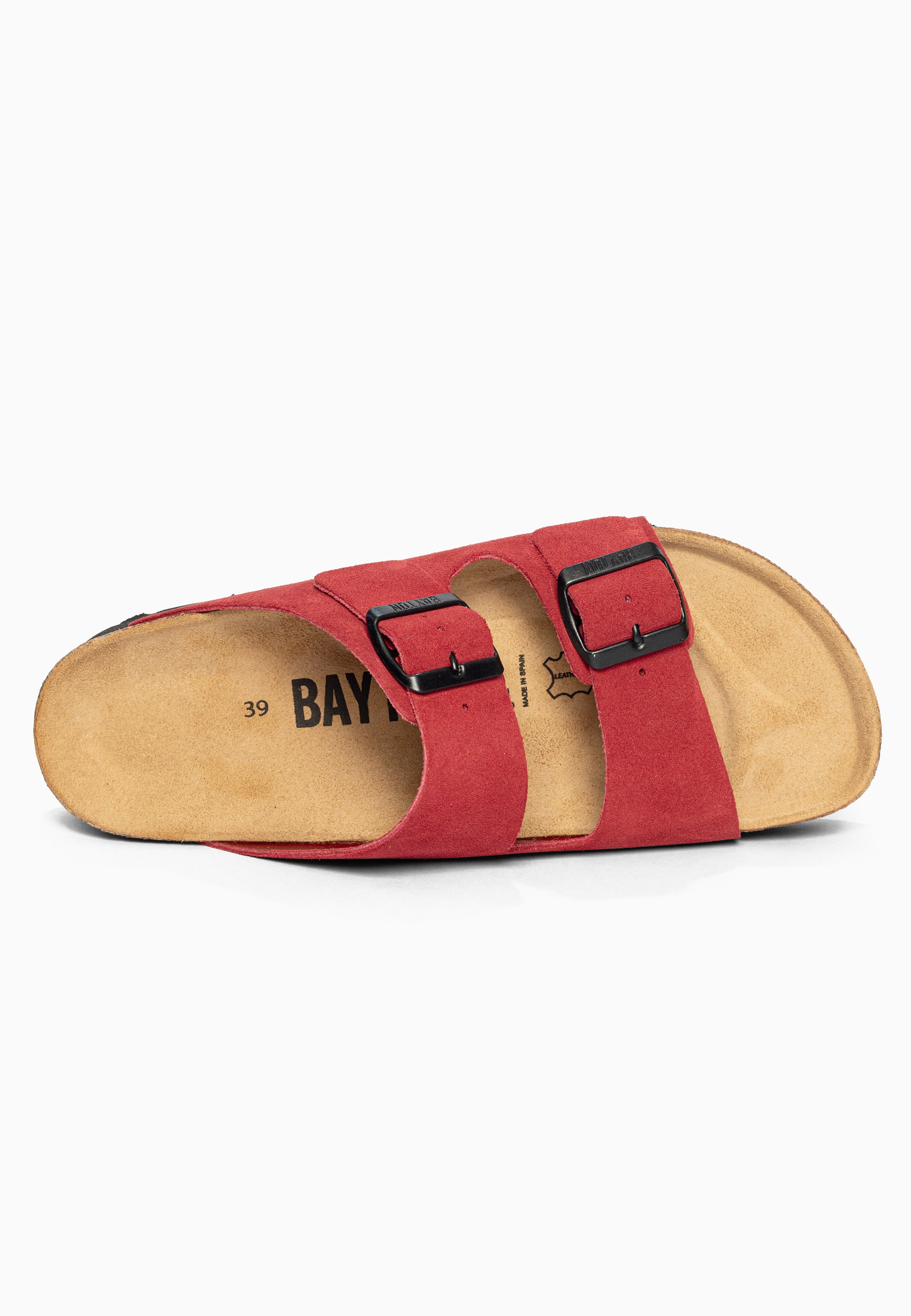Sandales à Plateforme Japet Rouge en Cuir Suédé Bayton pour Femme