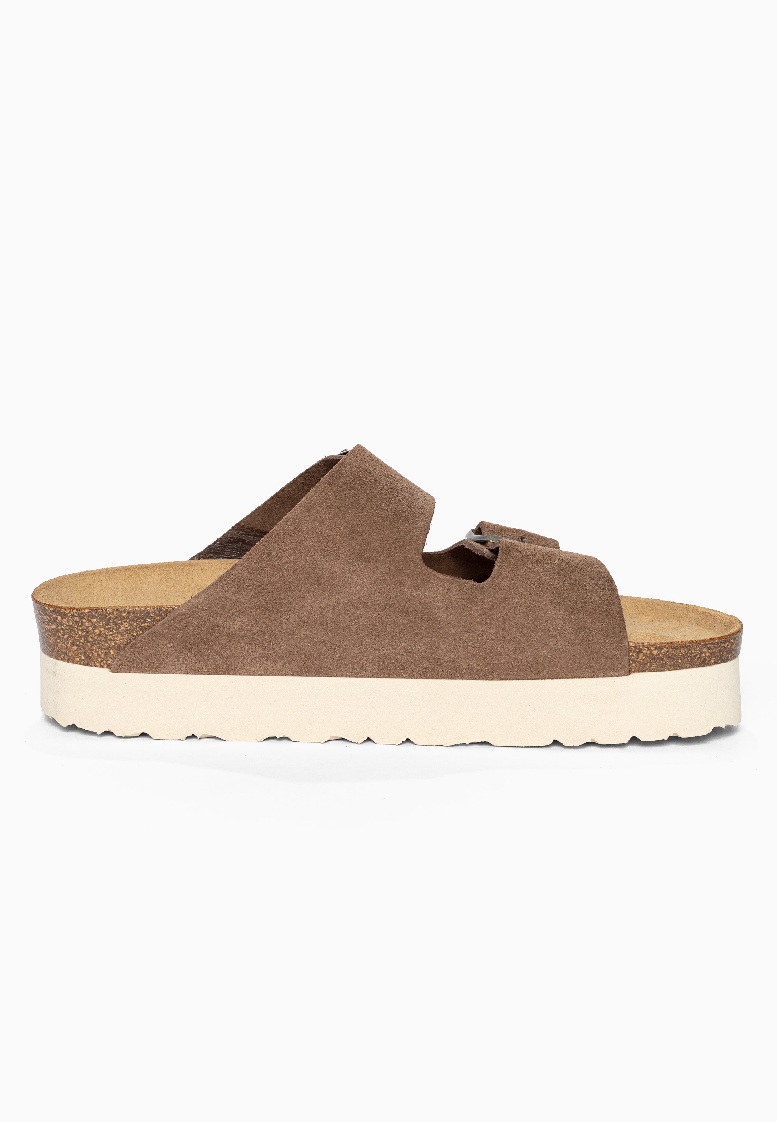 Sandales à Plateforme Japet Beige foncé en Cuir Suédé Bayton pour Femme