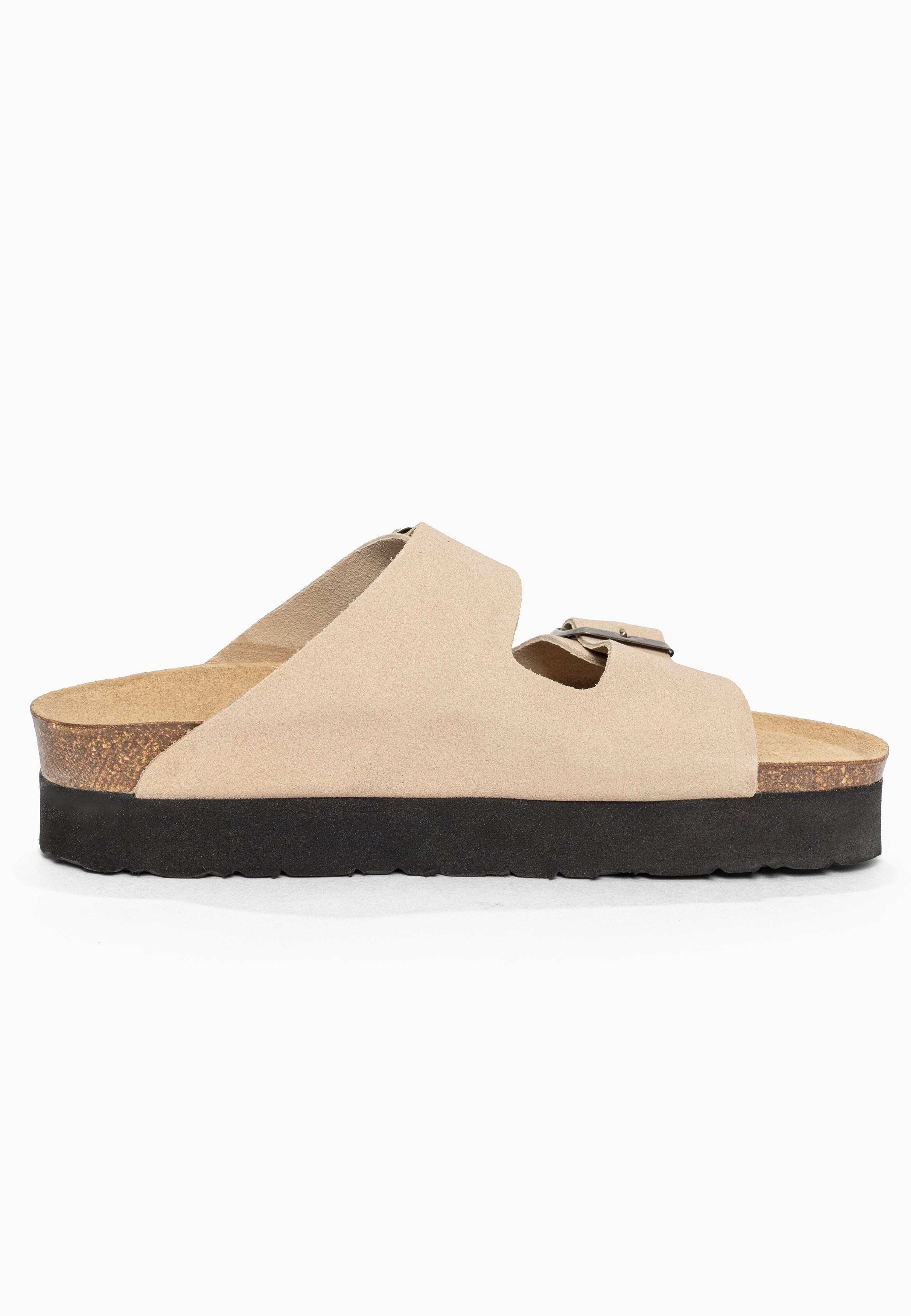 Sandales à Plateforme Japet Beige en Cuir Suédé Bayton pour Femme