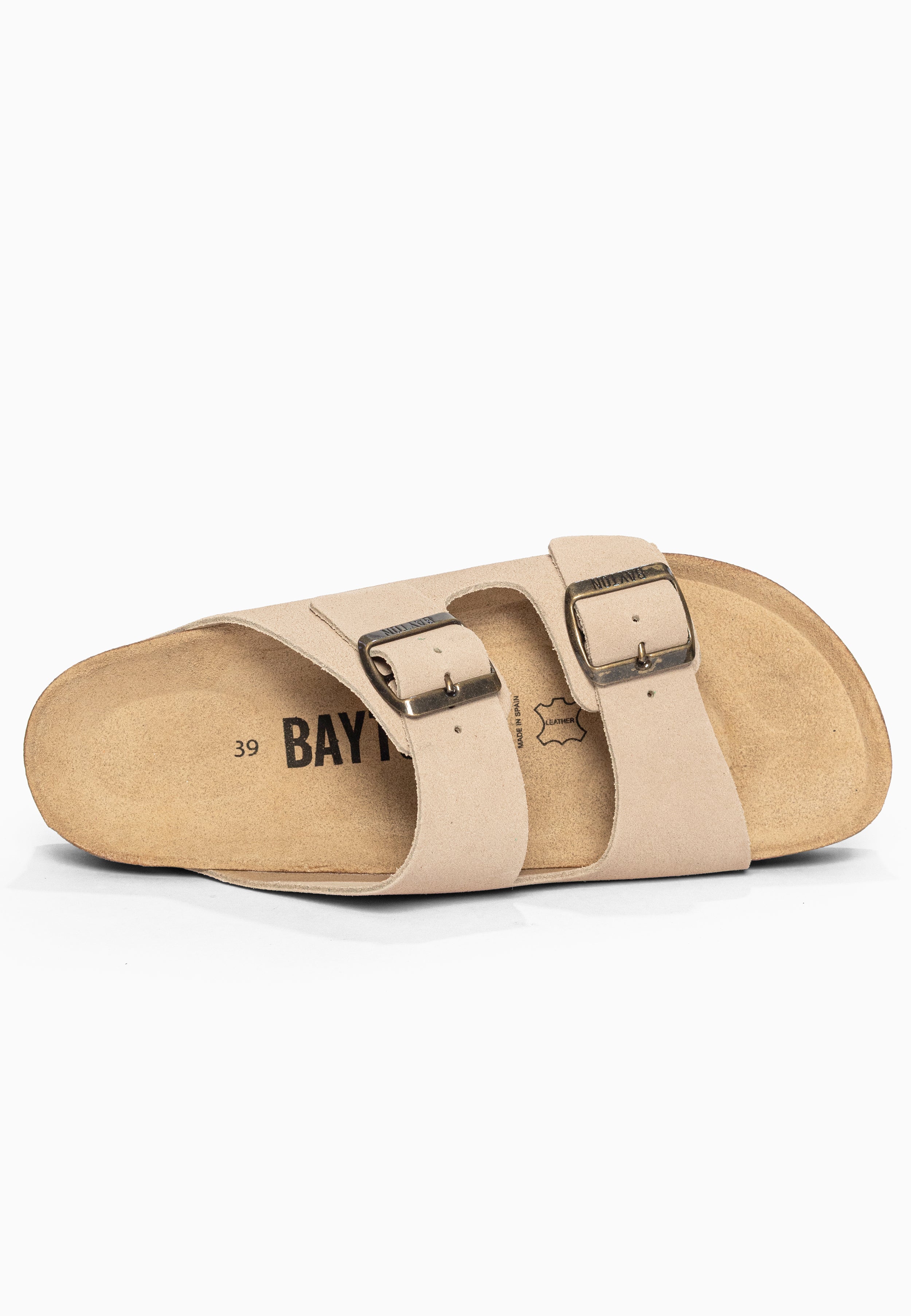 Sandales à Plateforme Japet Beige en Cuir Suédé Bayton pour Femme