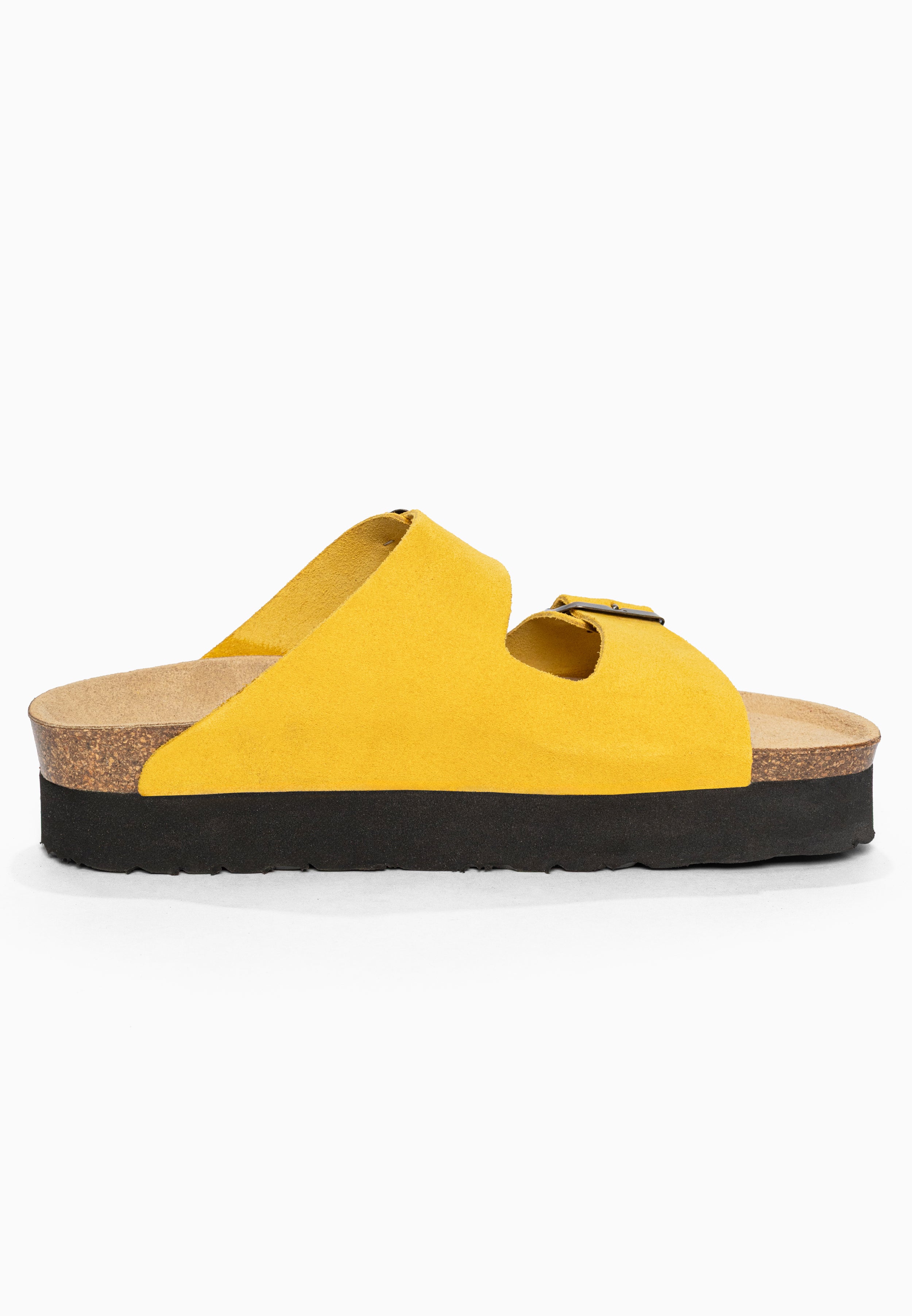 Sandales à Plateforme Japet Jaune en Cuir Suédé Bayton pour Femme