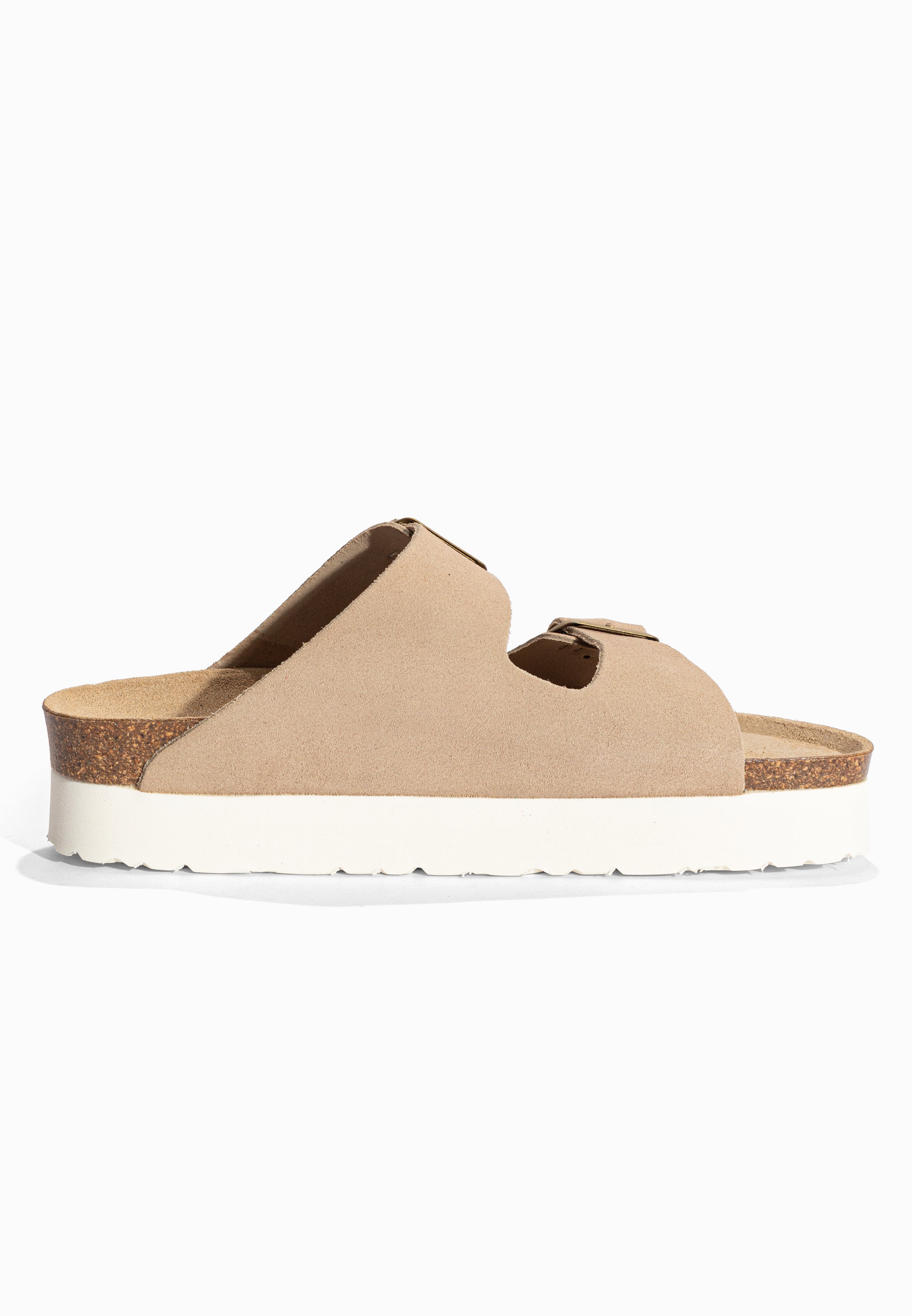 Sandales à Plateforme Japet Beige en Cuir Suédé Bayton pour Femme