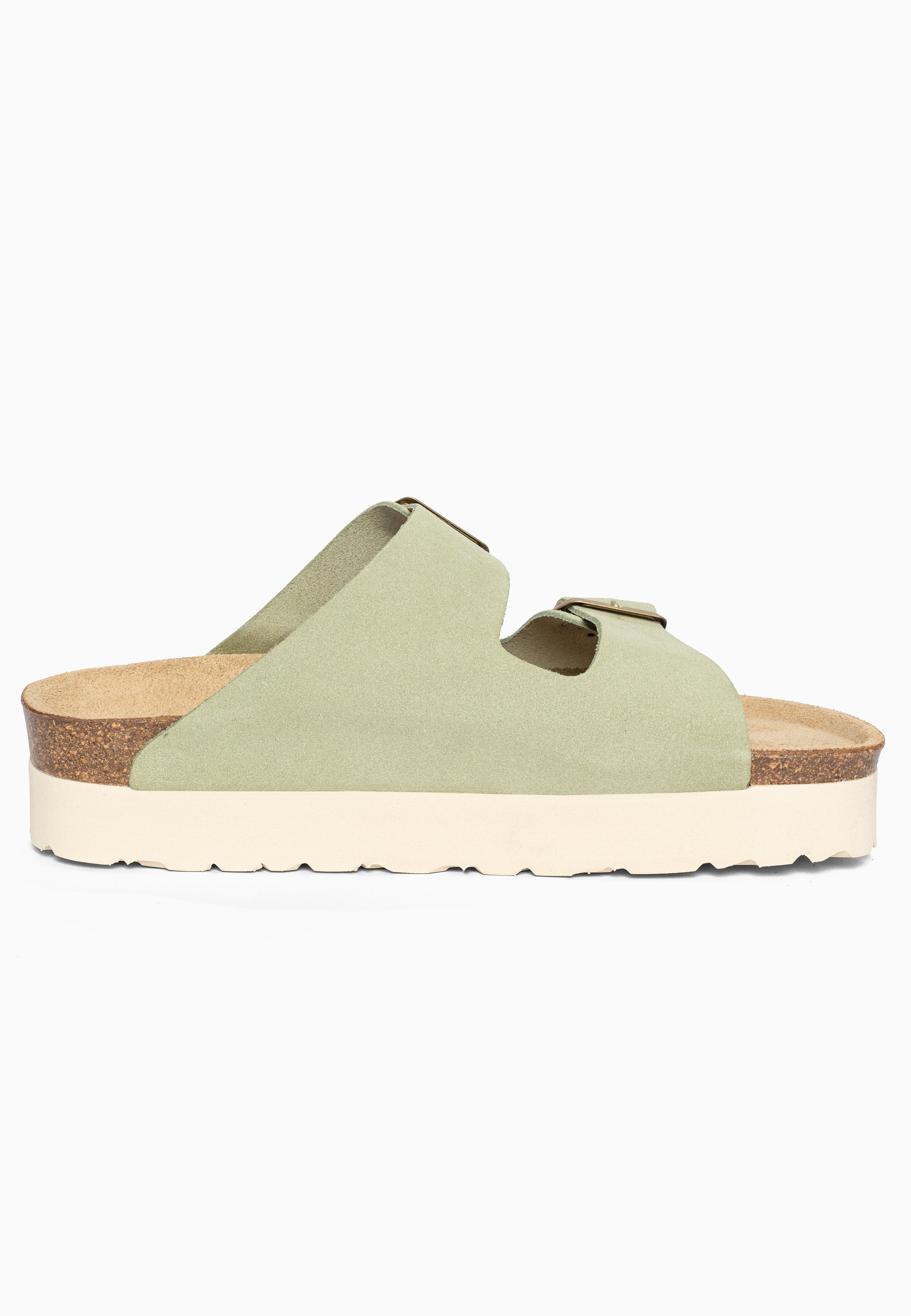 Sandales à Plateforme Japet Vert en Cuir Suédé Bayton pour Femme