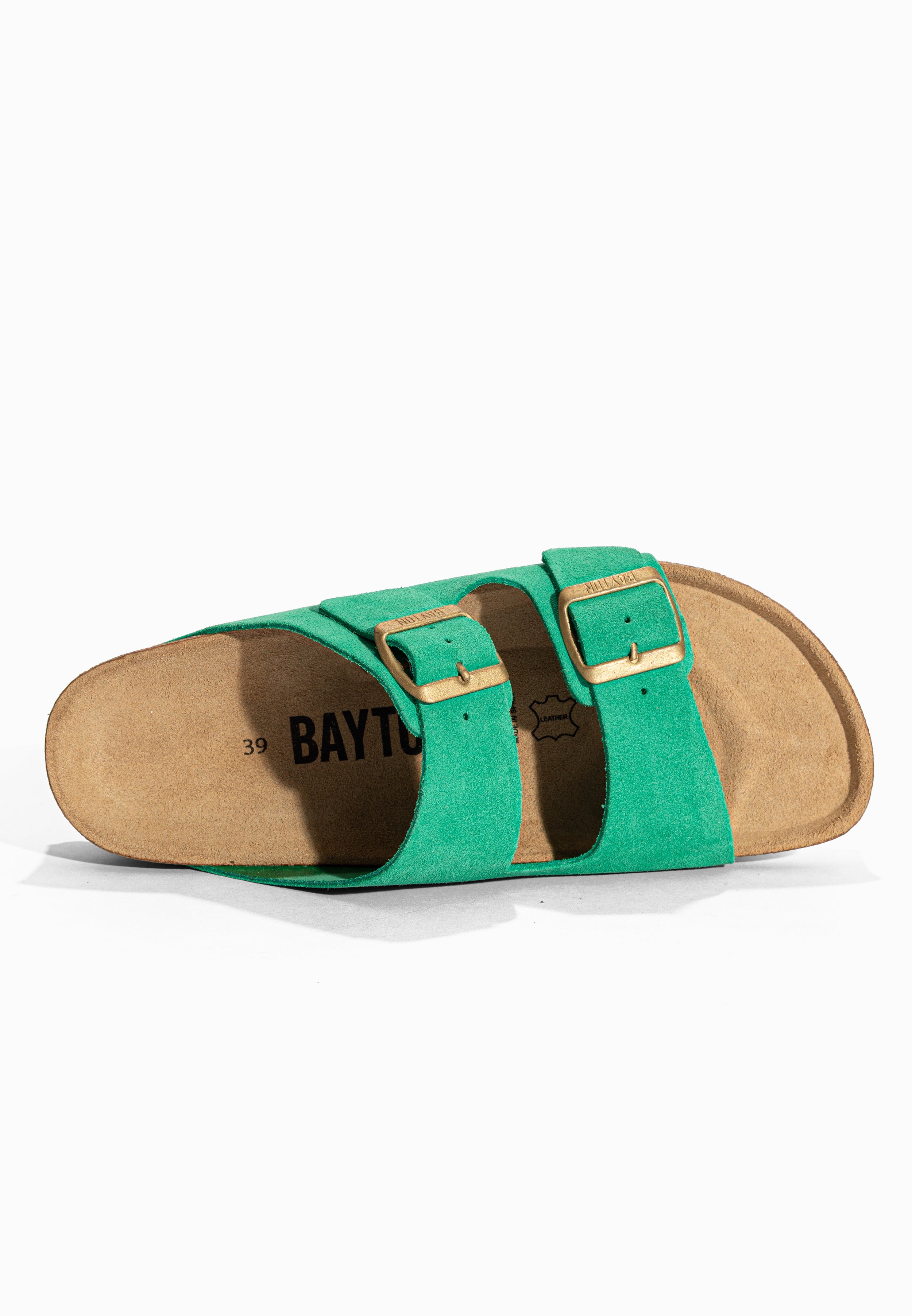 Sandales à Plateforme Japet Vert en Cuir Suédé Bayton pour Femme
