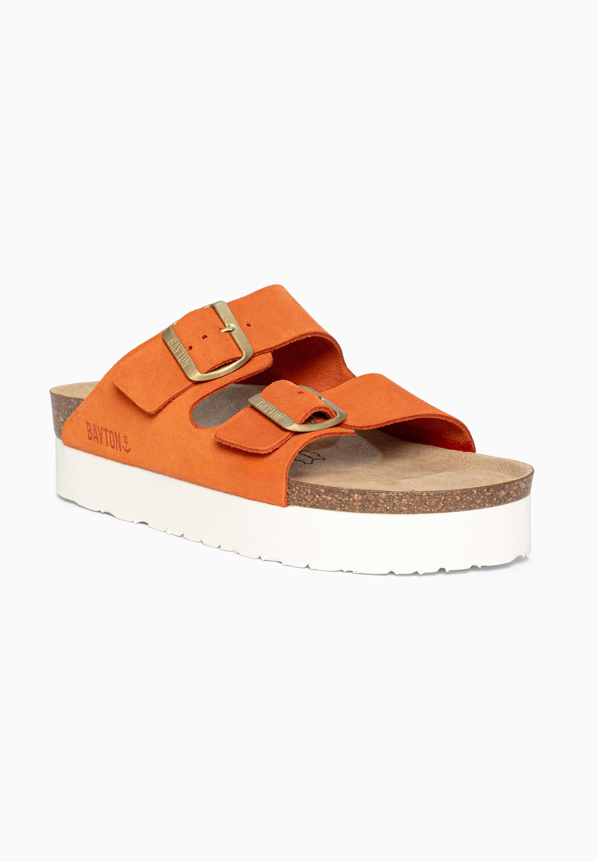 Sandales à Plateforme Japet Orange en Cuir Suédé Bayton pour Femme