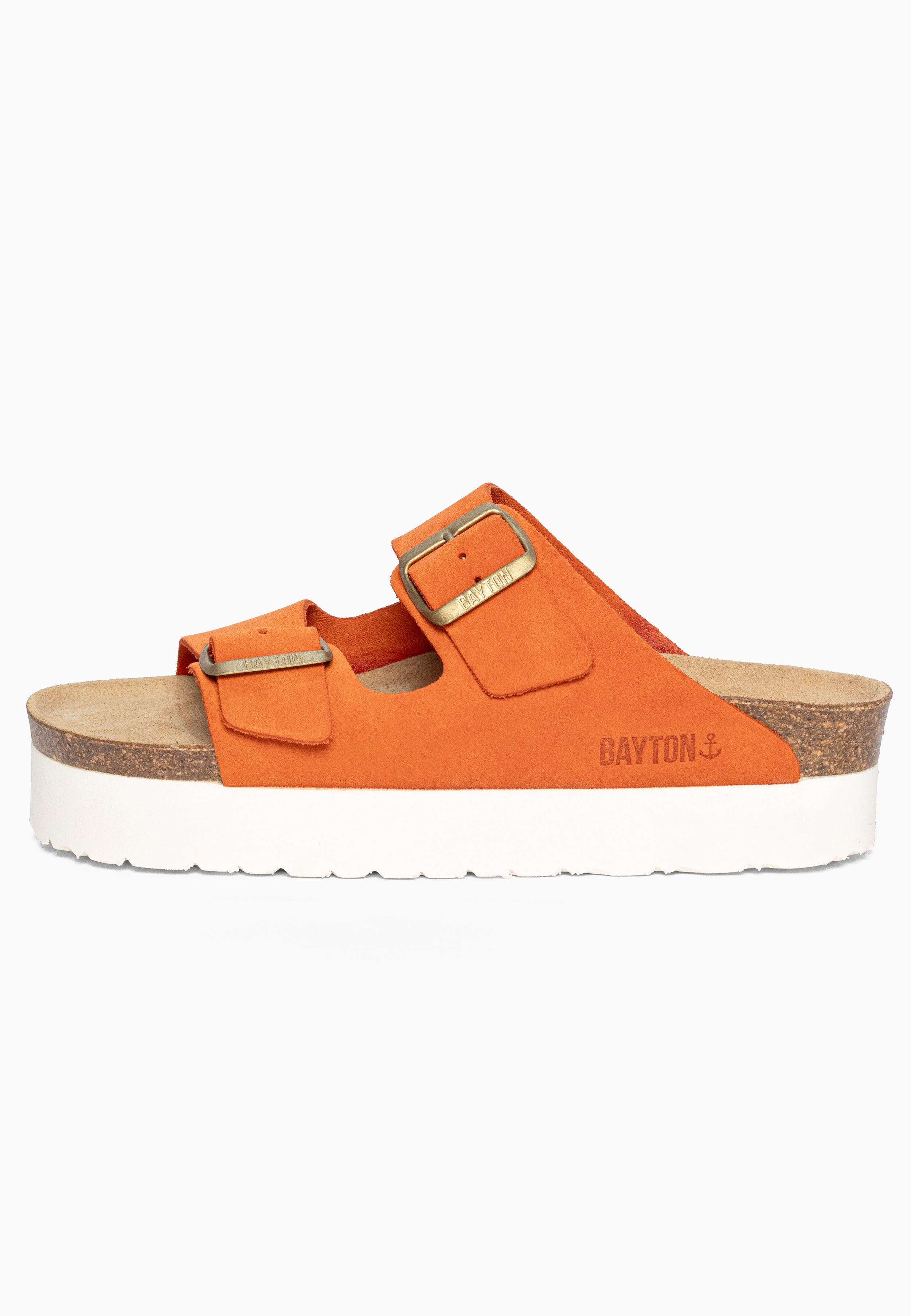 Sandales à Plateforme Japet Orange en Cuir Suédé Bayton pour Femme