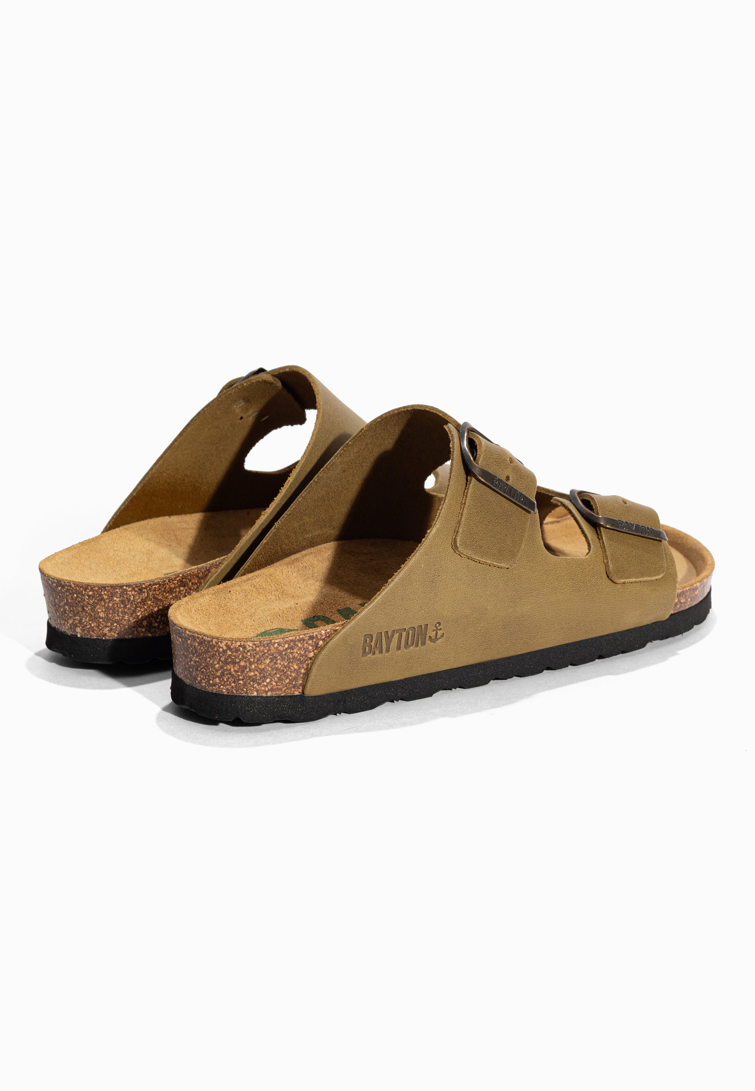 Sandales 2 Brides Atlas Kaki en Cuir Bayton pour Homme