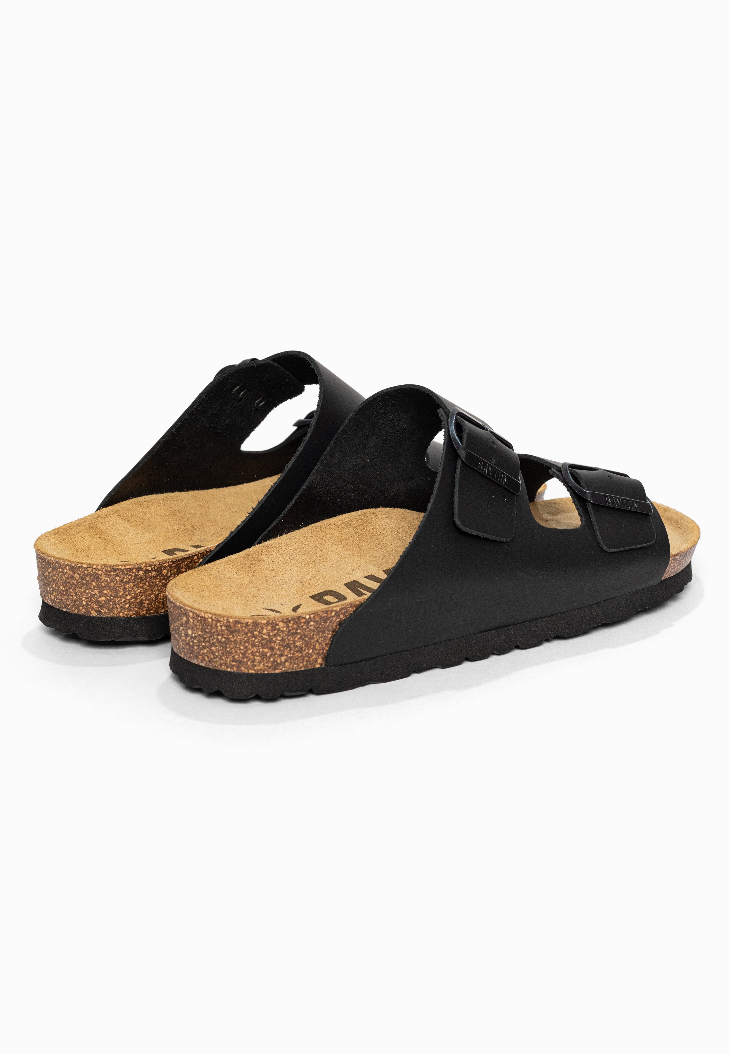 Sandales 2 Brides Atlas Noir en Cuir Bayton pour Homme