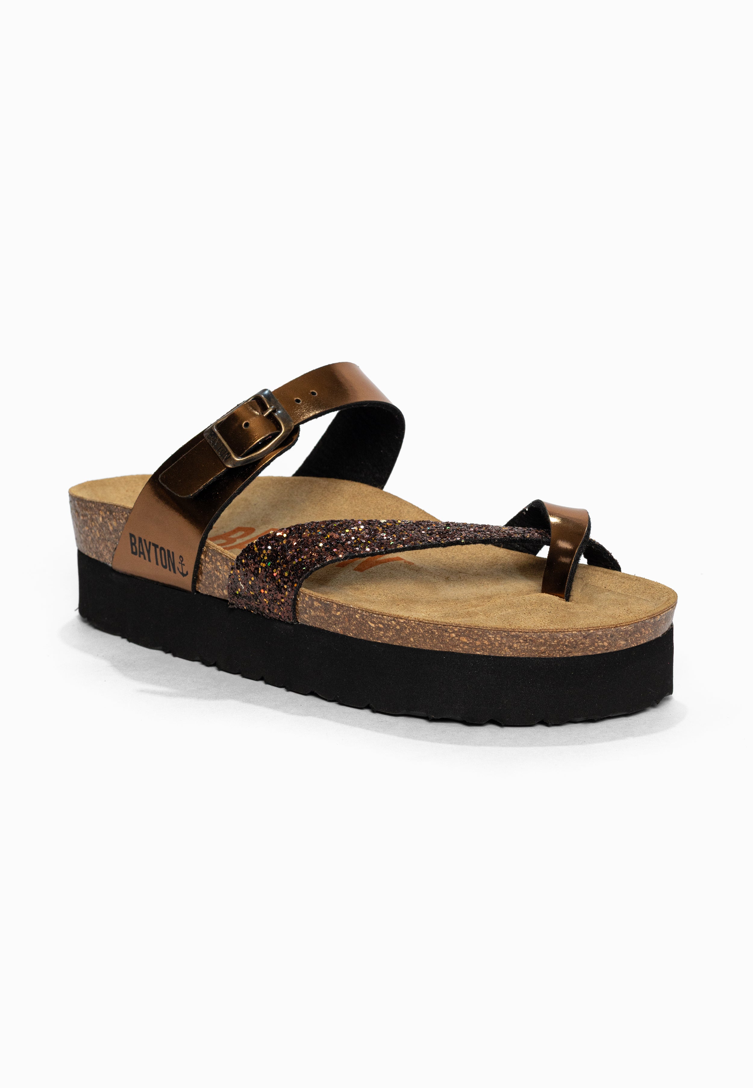 Sandales à Plateforme Andromac Bronze pailleté Bayton pour Femme
