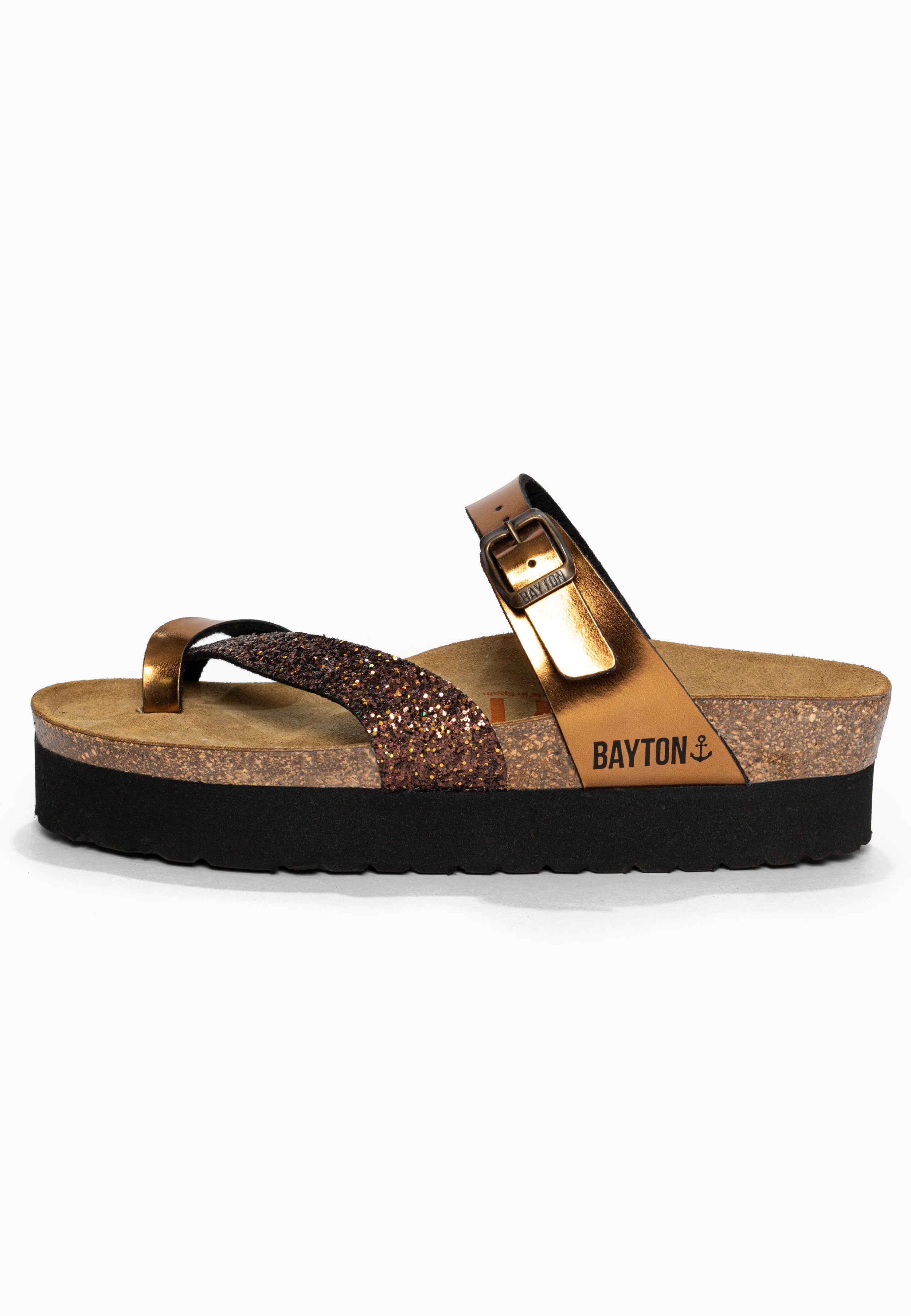 Sandales à Plateforme Andromac Bronze pailleté Bayton pour Femme