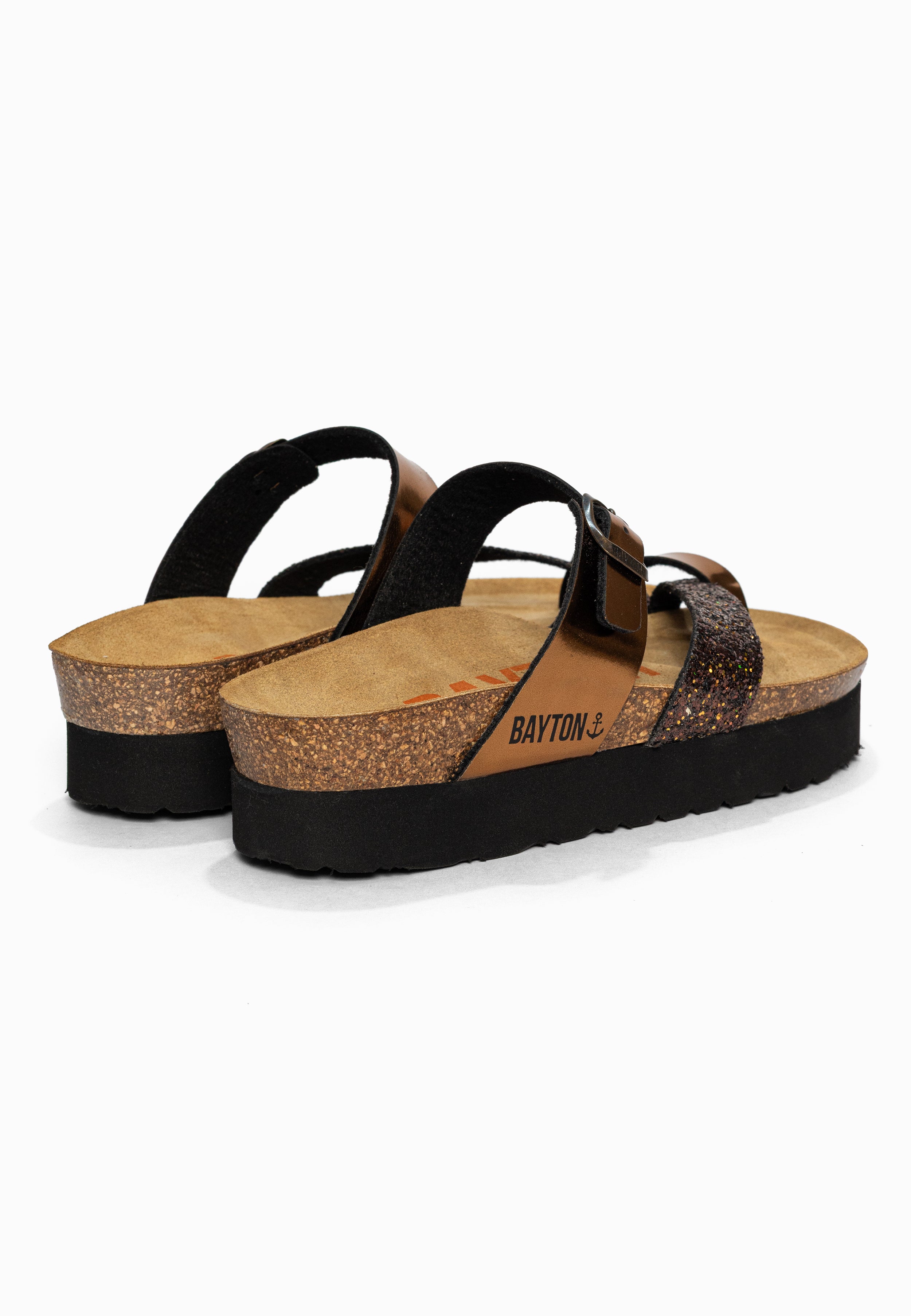 Sandales à Plateforme Andromac Bronze pailleté Bayton pour Femme