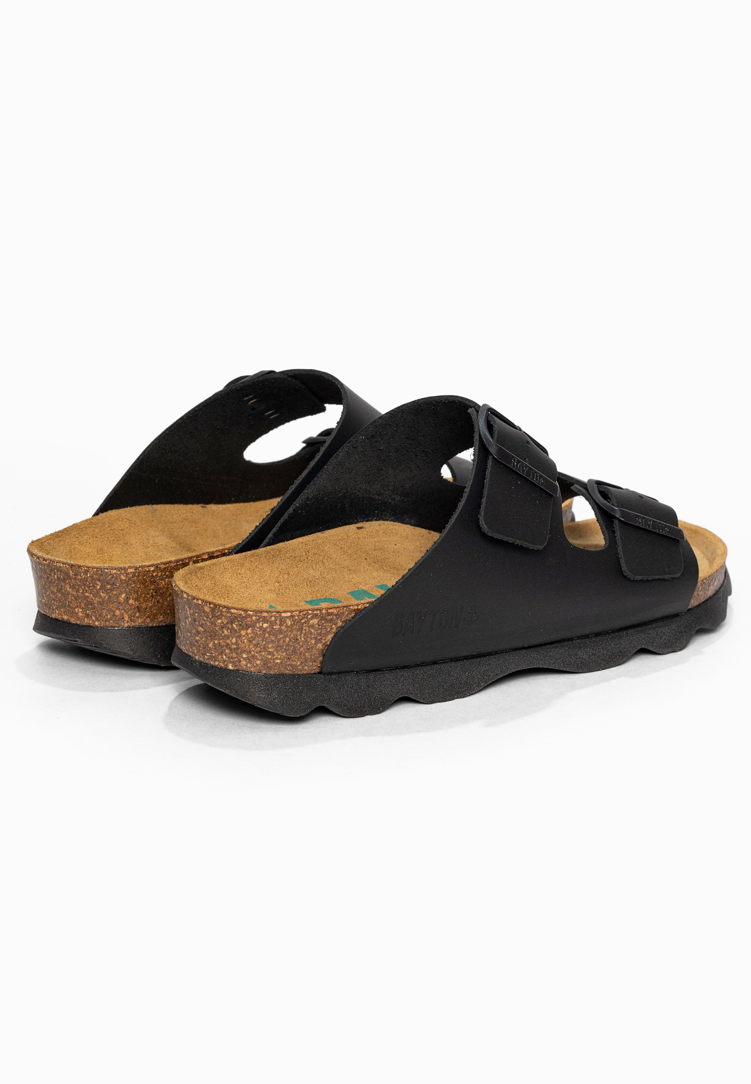 Sandales 2 Brides Atlas Noir en Cuir Bayton pour Femme