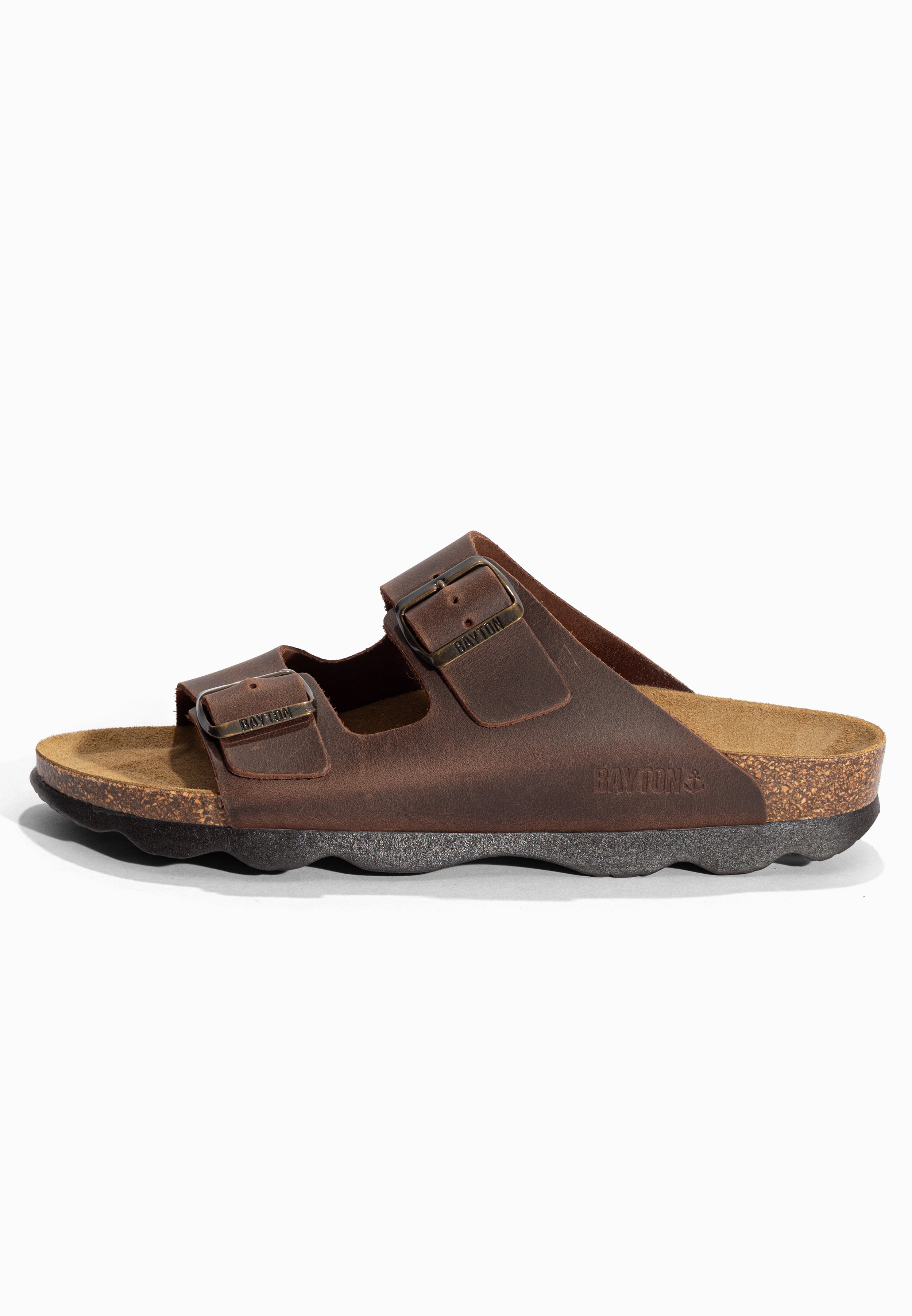 Sandales 2 Brides Atlas Marron en Cuir Bayton pour Homme