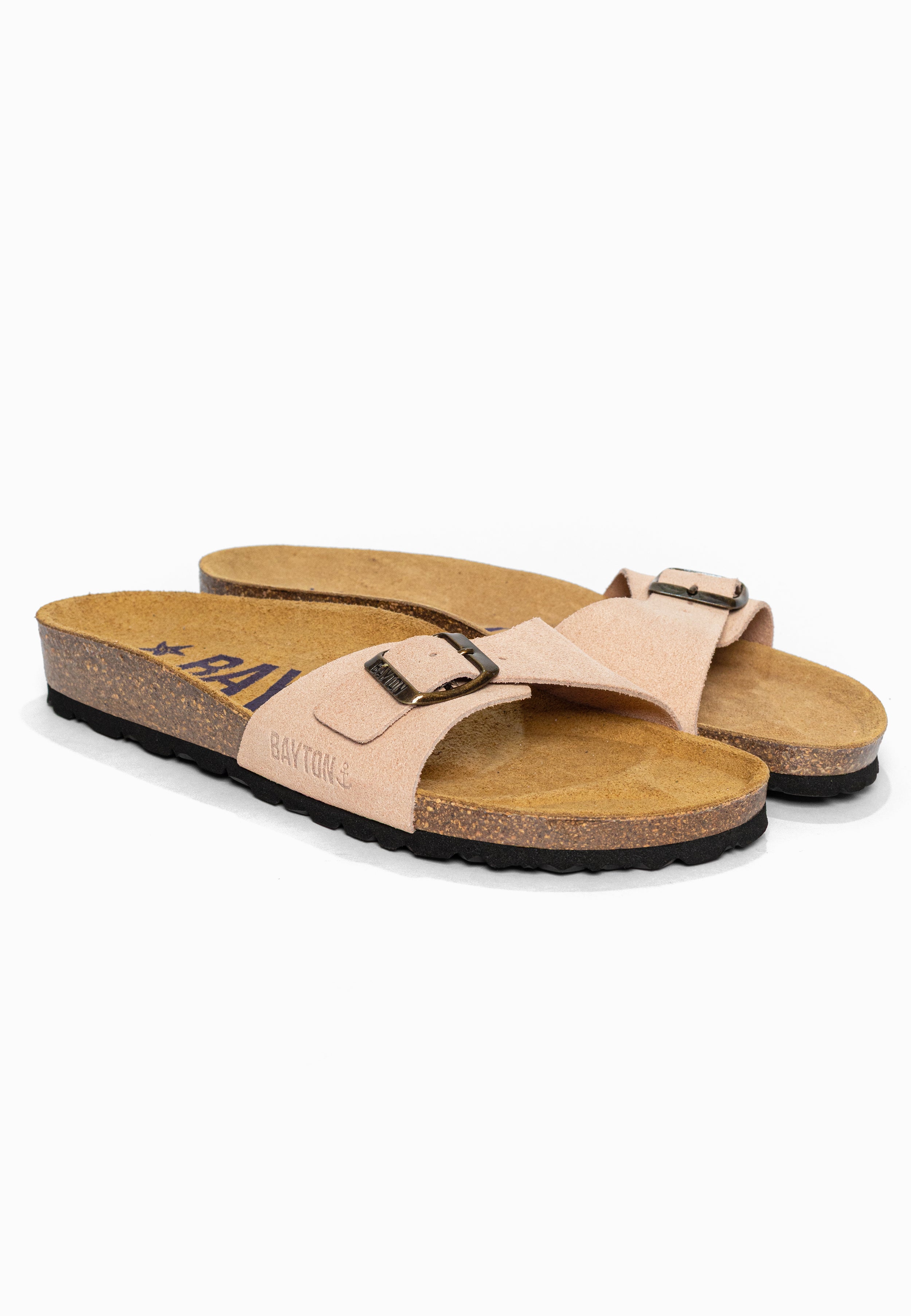 Sandales 1 Bride Zephyr Pêche en Cuir Suédé Bayton pour Femme