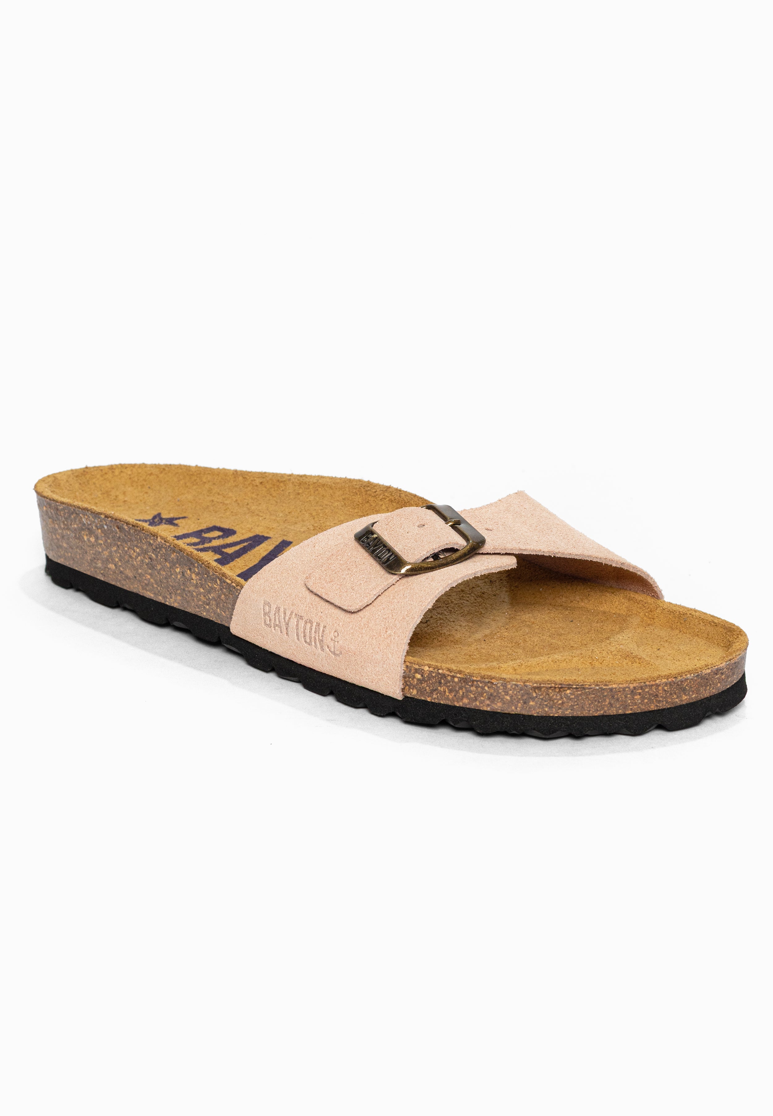 Sandales 1 Bride Zephyr Pêche en Cuir Suédé Bayton pour Femme