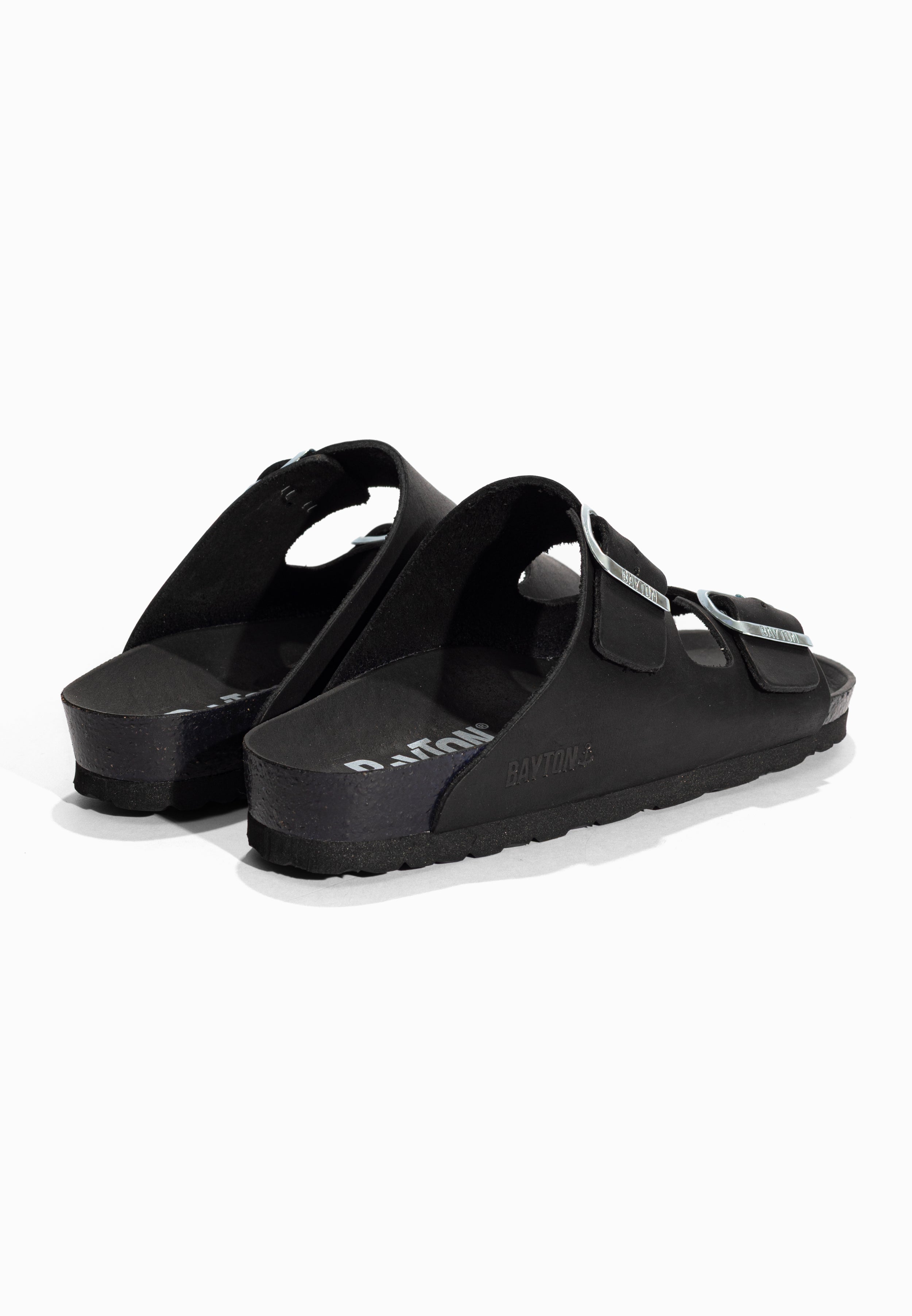 Sandales 2 Brides Atlas Noir en Cuir Bayton pour Homme