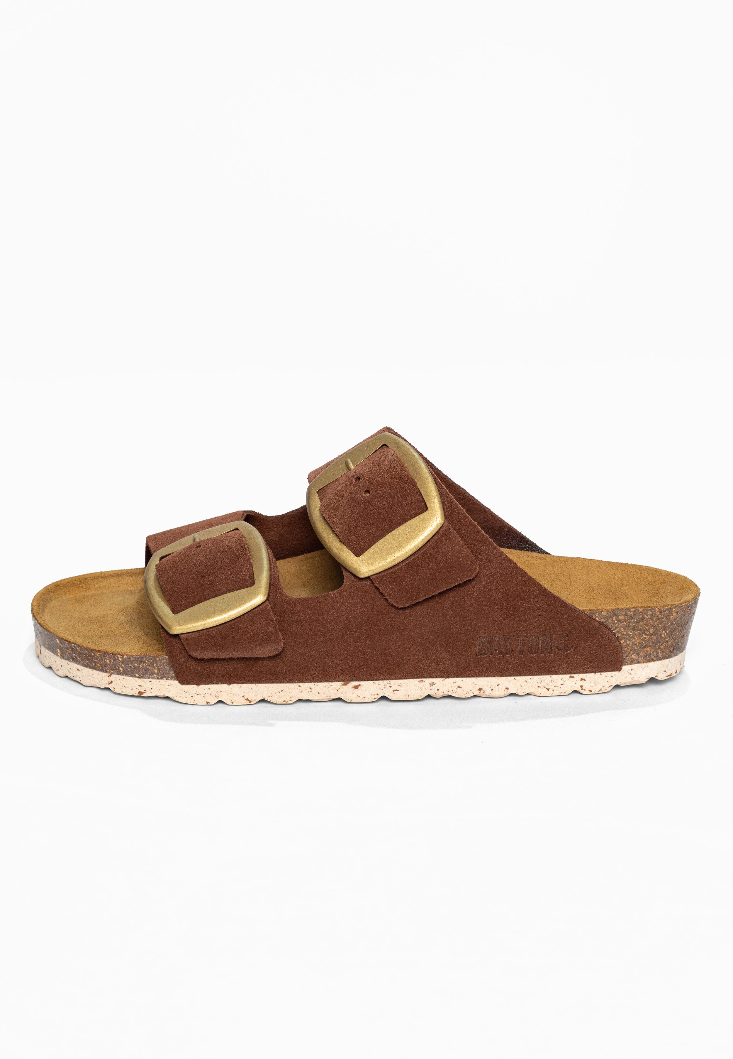 Sandales 2 Brides Alicante Marron en Cuir Suédé Bayton pour Femme