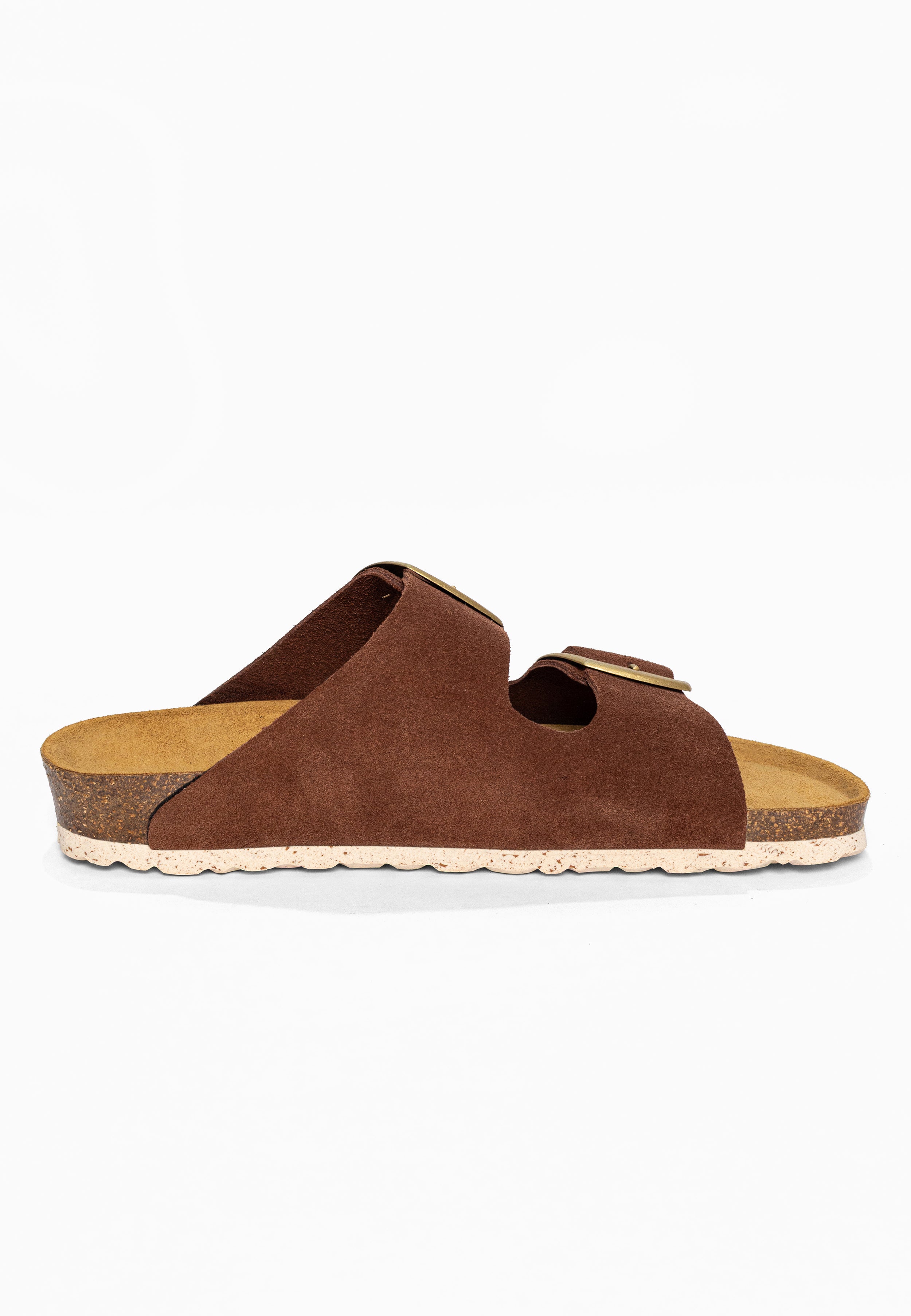 Sandales 2 Brides Alicante Marron en Cuir Suédé Bayton pour Femme