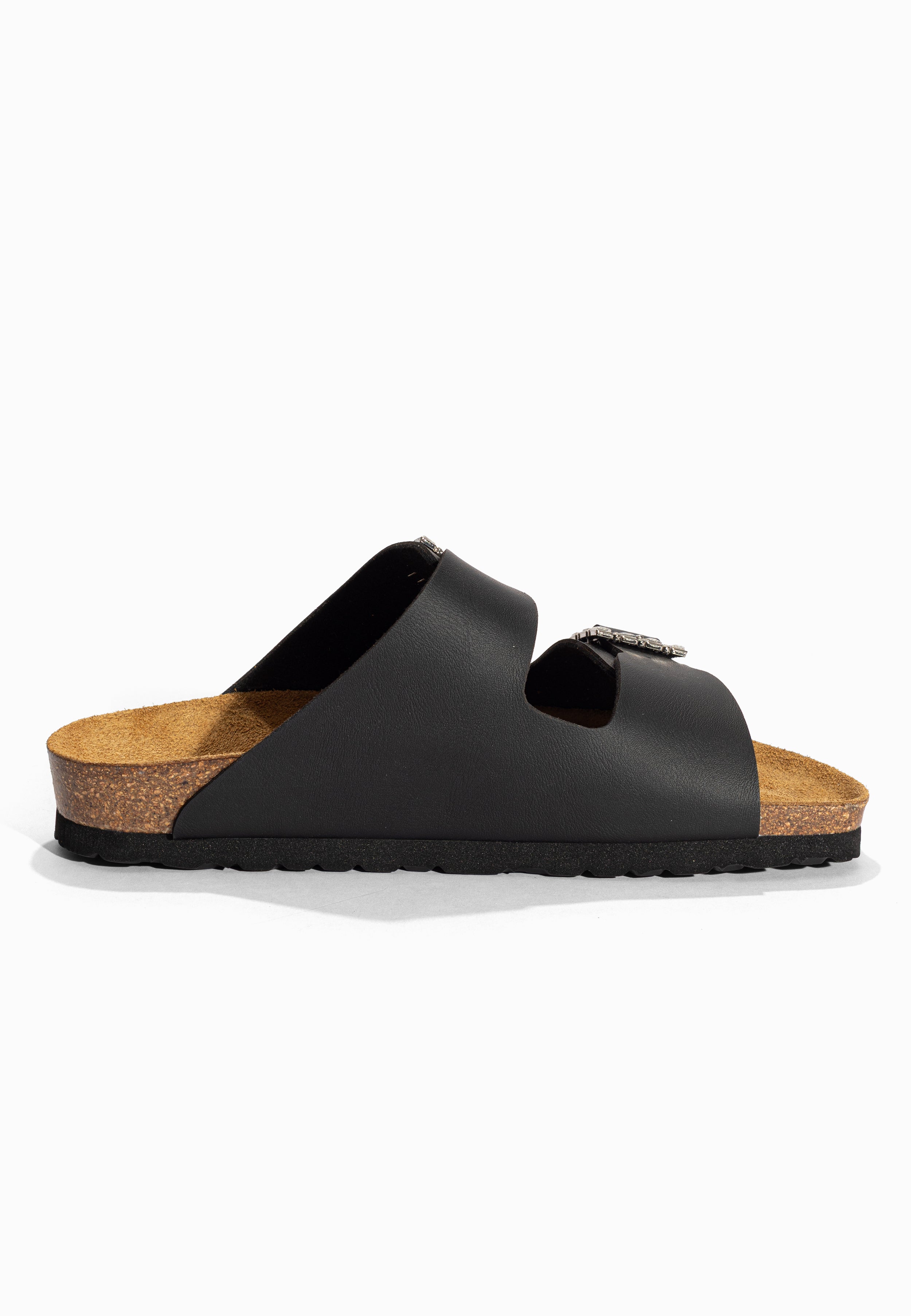 Sandales 2 Brides Strass Atlas Noir Bayton pour Femme