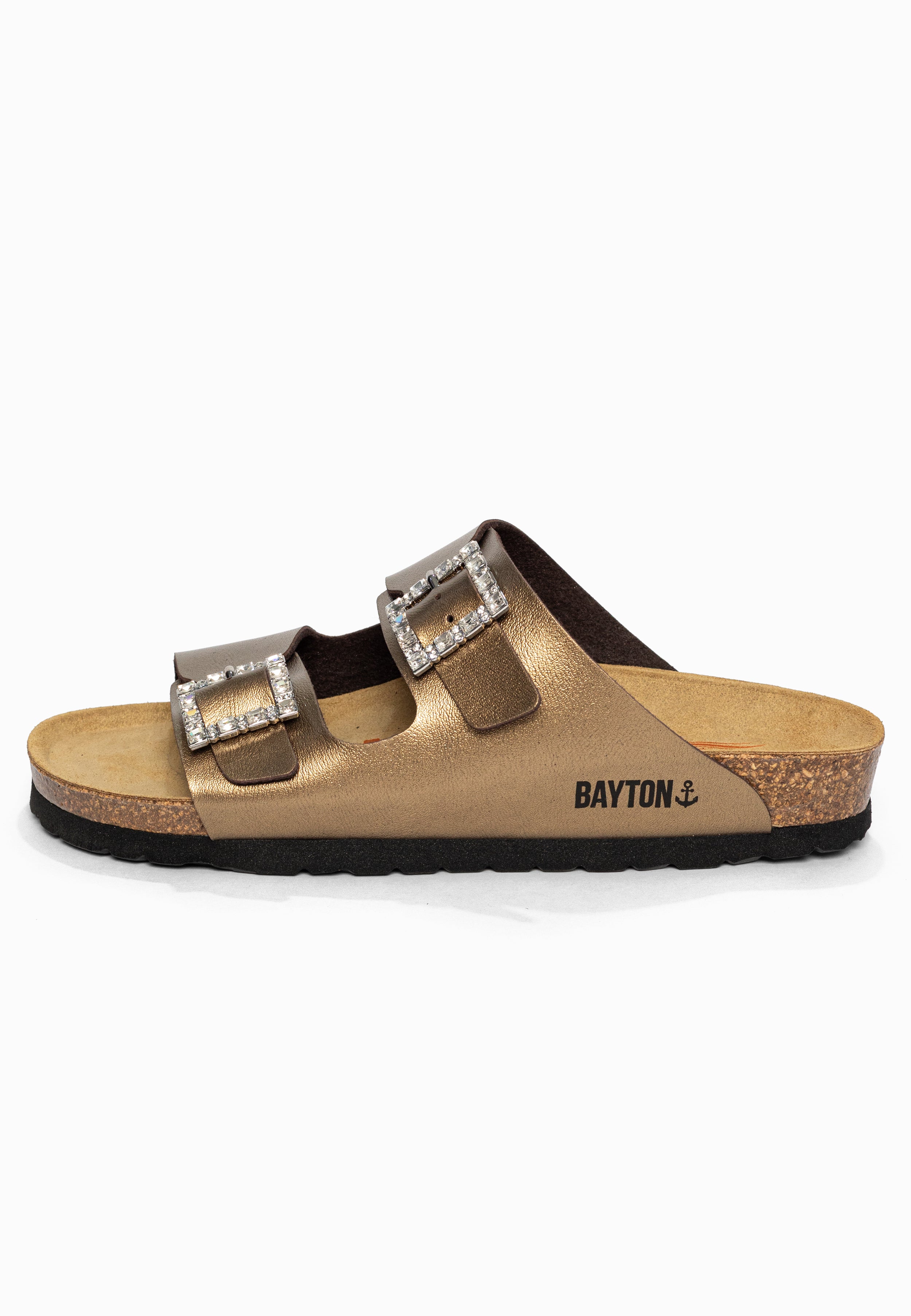 Sandales 2 Brides Strass Atlas Bronze Bayton pour Femme