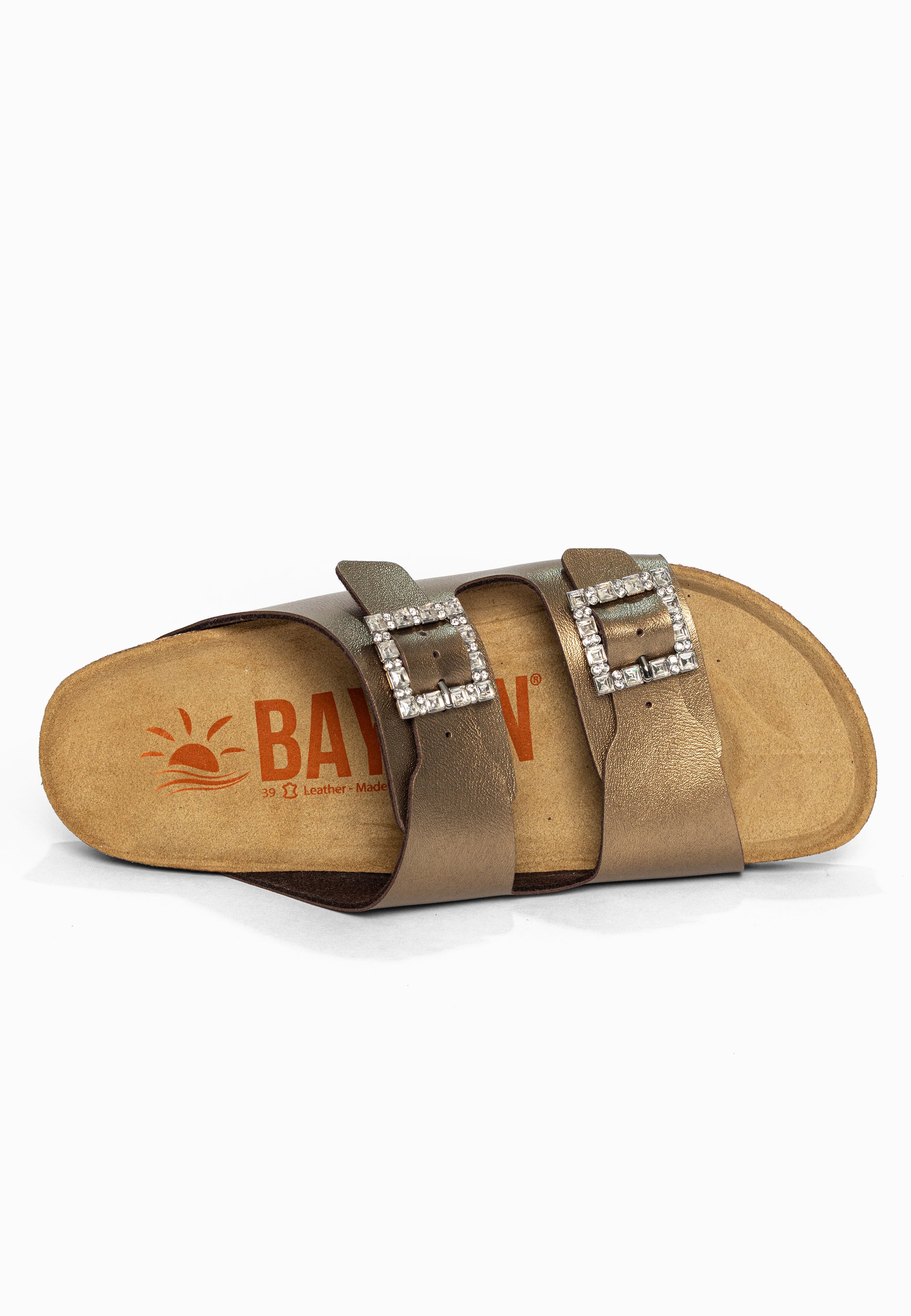 Sandales 2 Brides Strass Atlas Bronze Bayton pour Femme