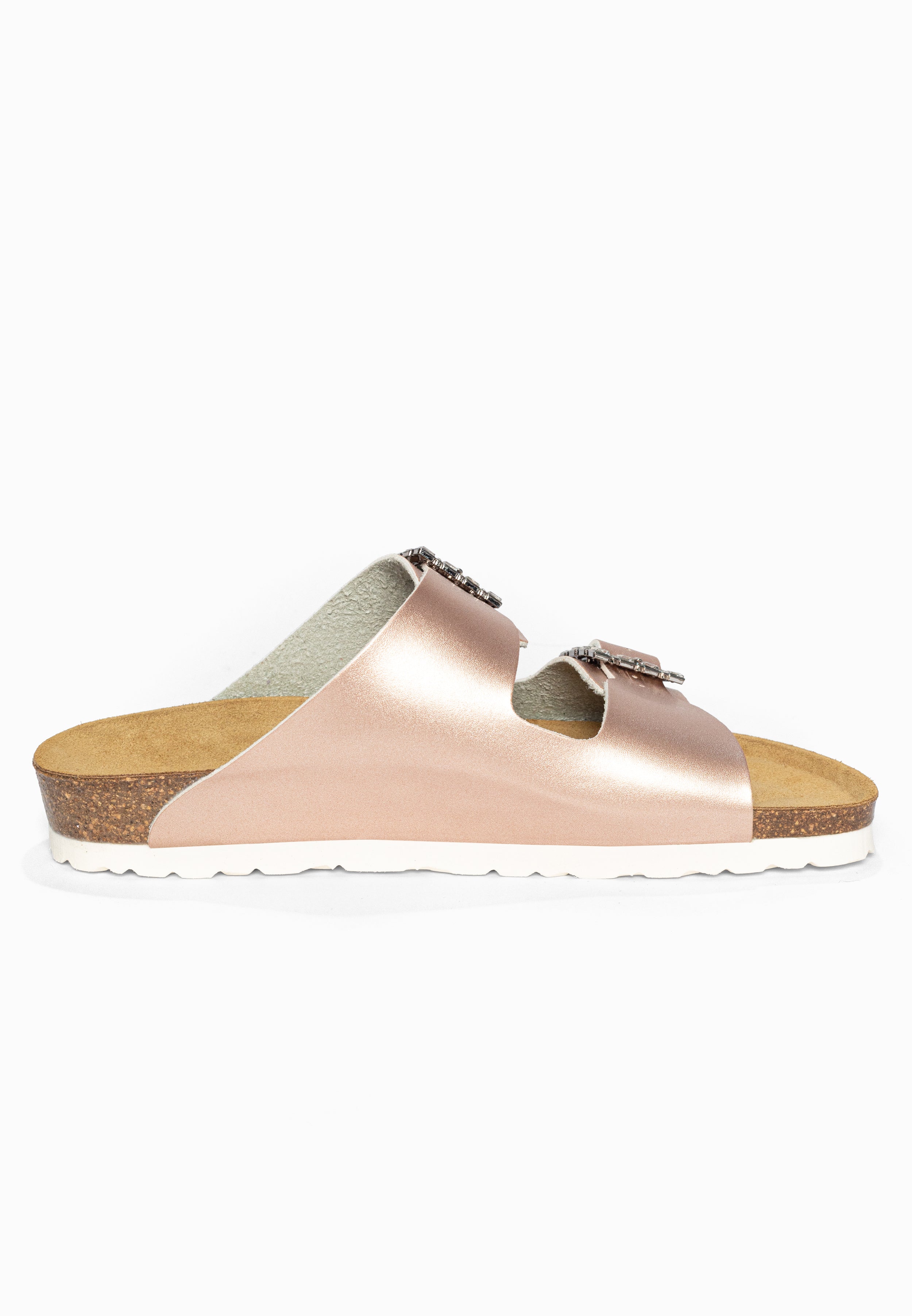 Sandales 2 Brides Strass Atlas Rose gold Bayton pour Femme