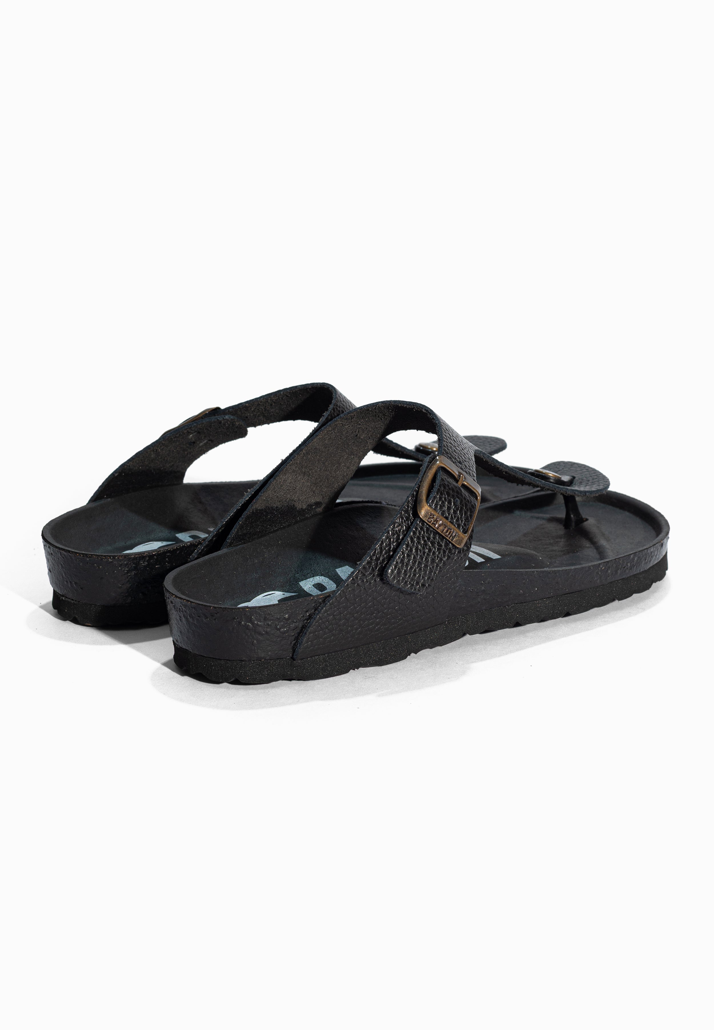 Sandales à Entre-doigts Mercure Noir en Cuir Bayton pour Femme