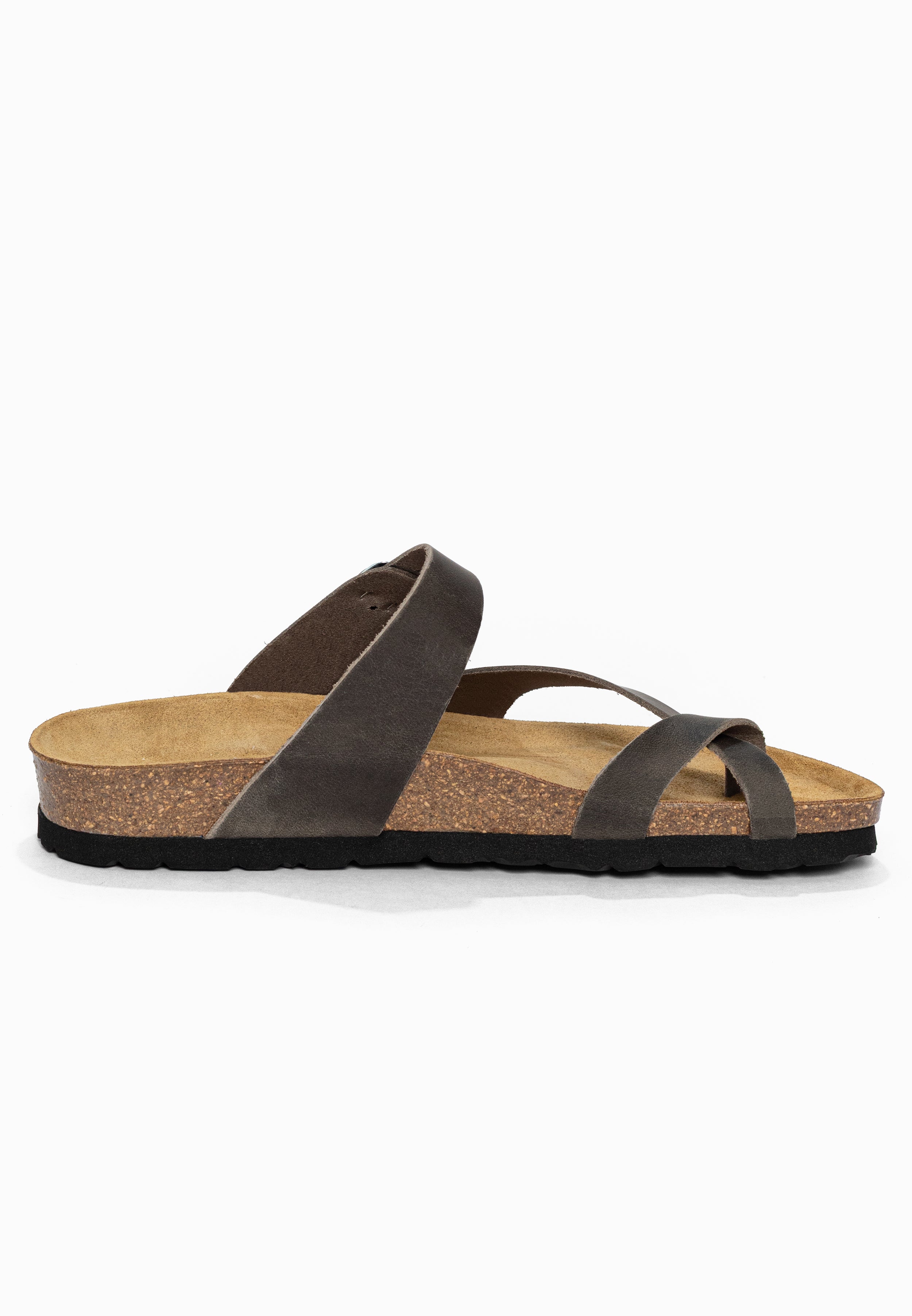 Sandales à Entre-doigts Diane Anthracite en Cuir Bayton pour Femme