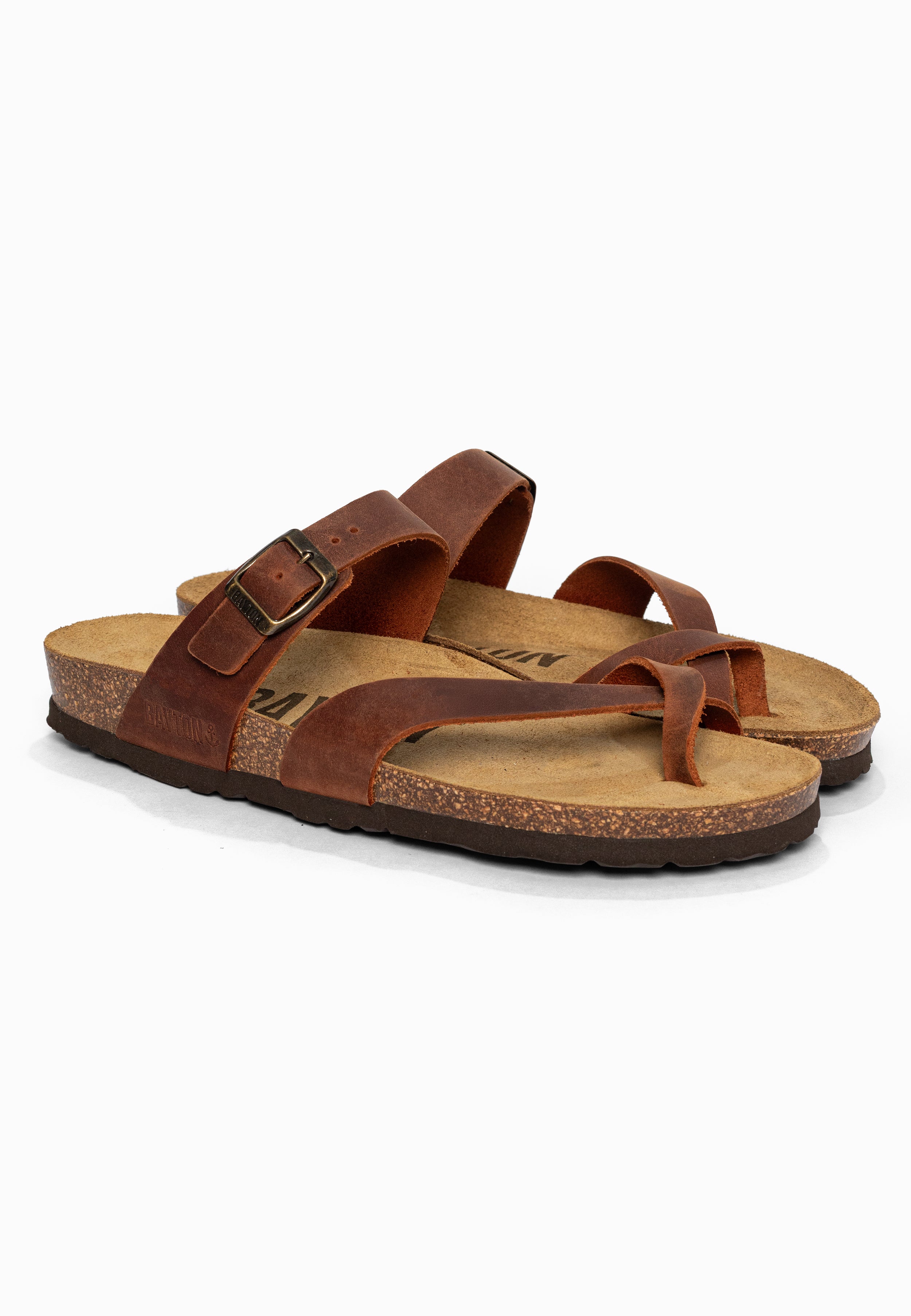 Sandales à Entre-doigts Diane Marron en Cuir Bayton pour Homme