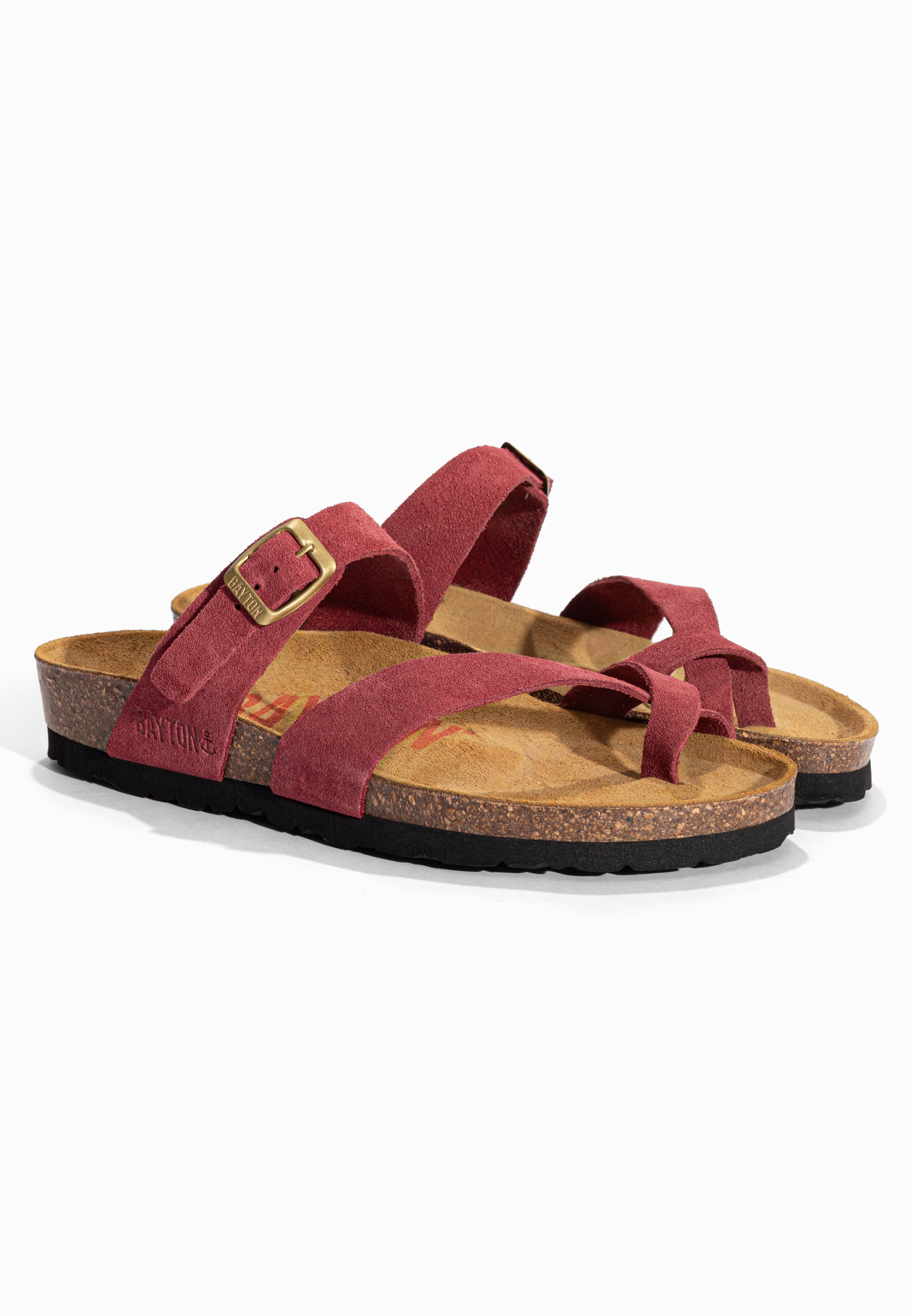 Sandales à Entre-doigts Diane Bordeaux en Cuir Suédé Bayton pour Femme