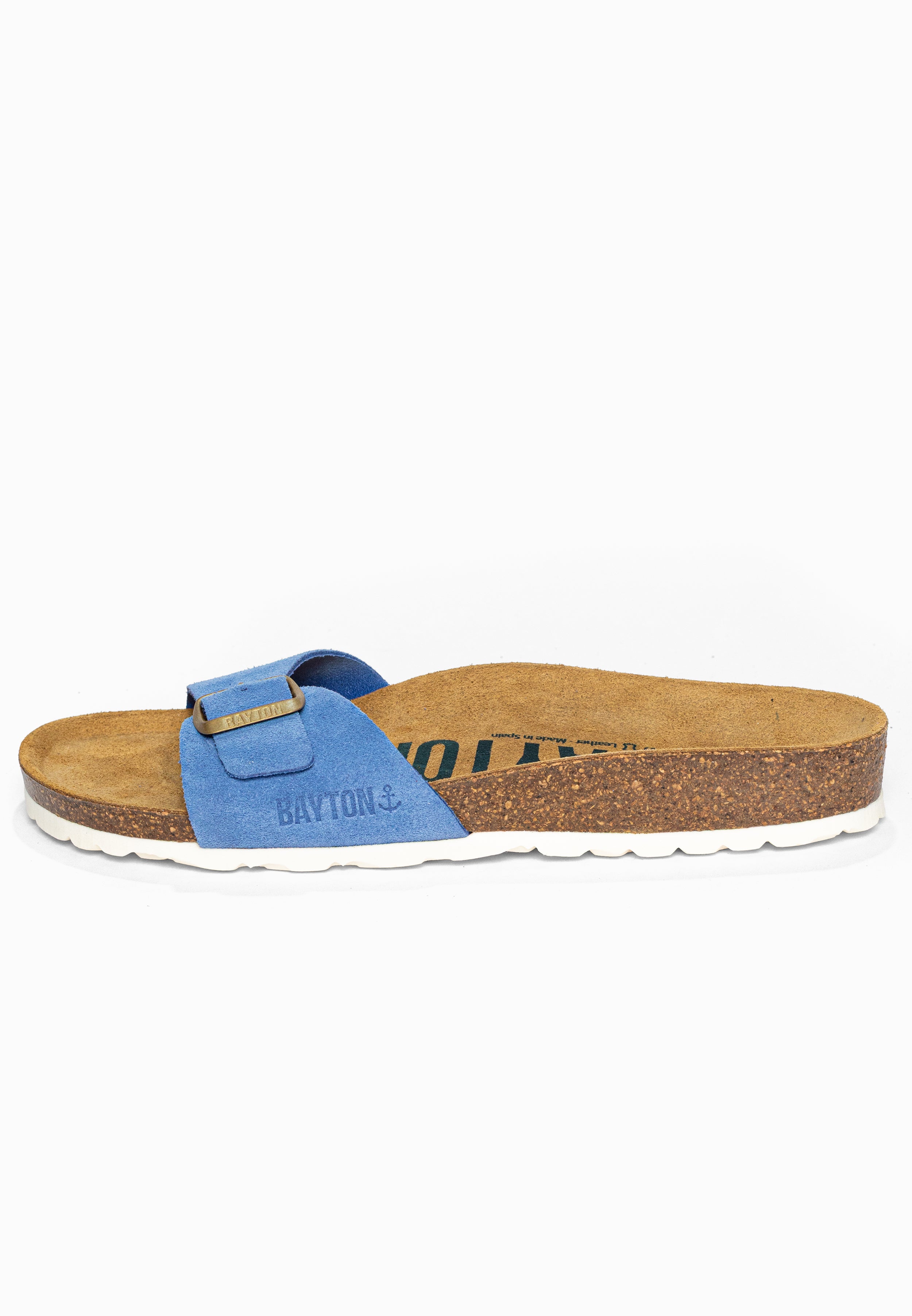 Sandales 1 Bride Zephyr Bleu en Cuir Suédé Bayton pour Femme