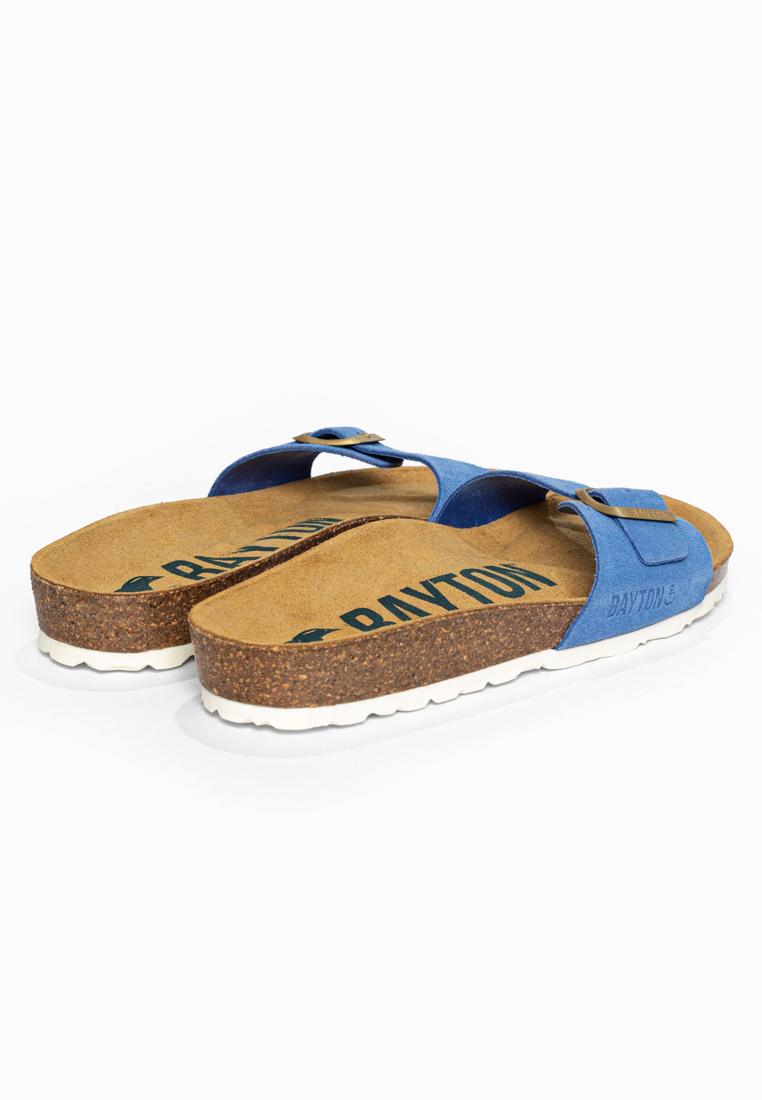 Sandales 1 Bride Zephyr Bleu en Cuir Suédé Bayton pour Femme