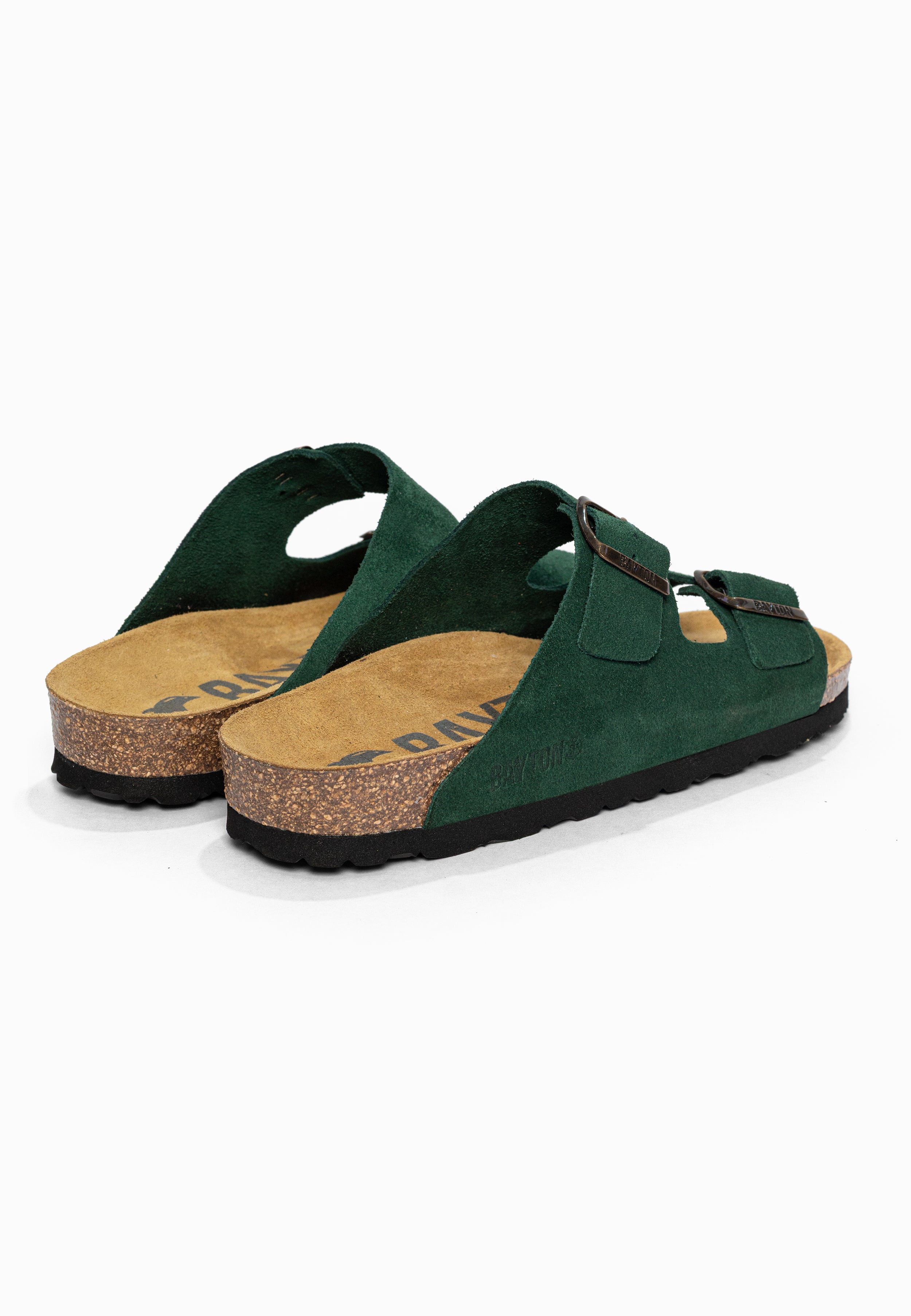 Sandales 2 Brides Atlas Vert foncé en Cuir Suédé Bayton pour Homme