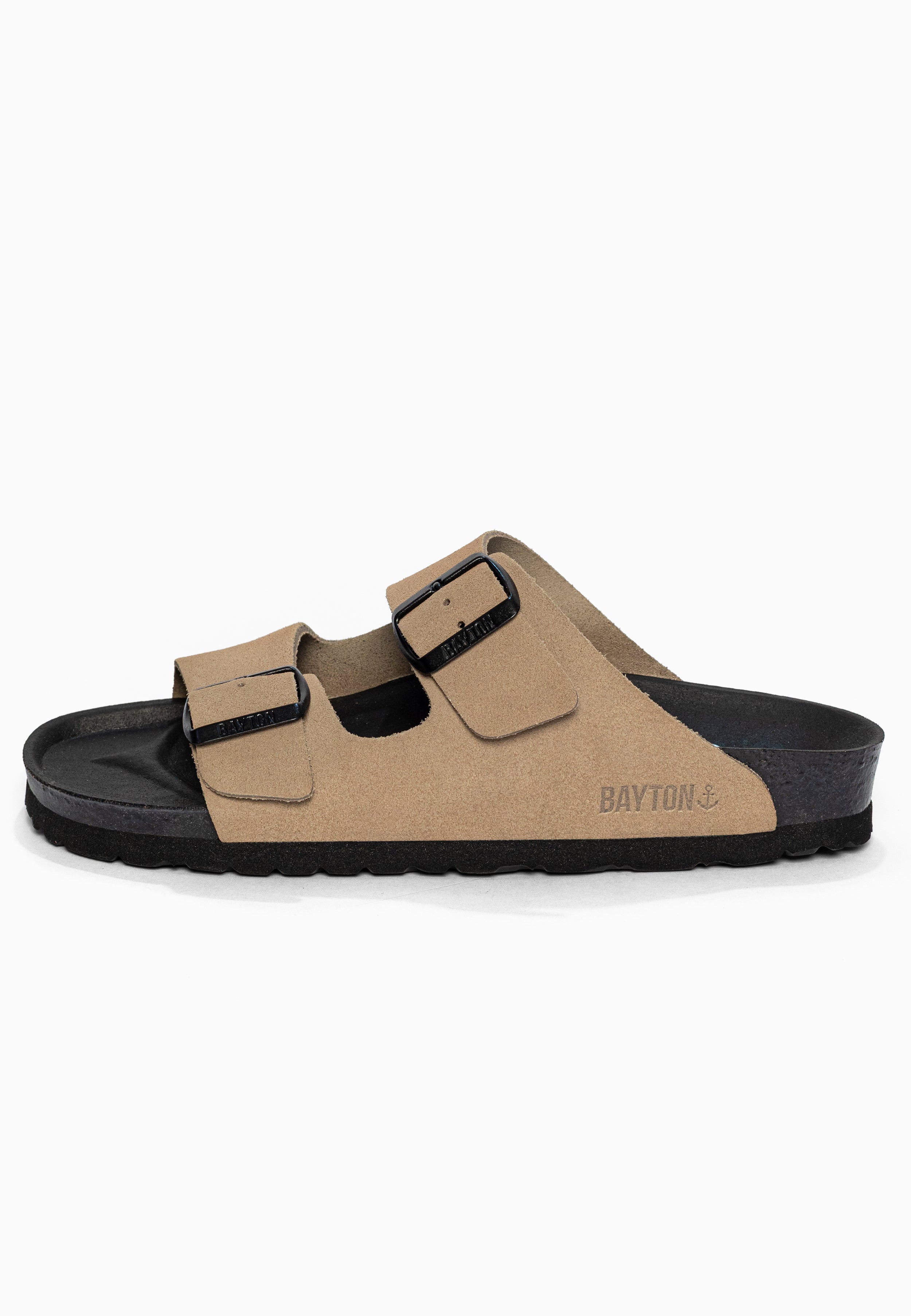 Sandales 2 Brides Atlas Beige en Cuir Suédé Bayton pour Femme