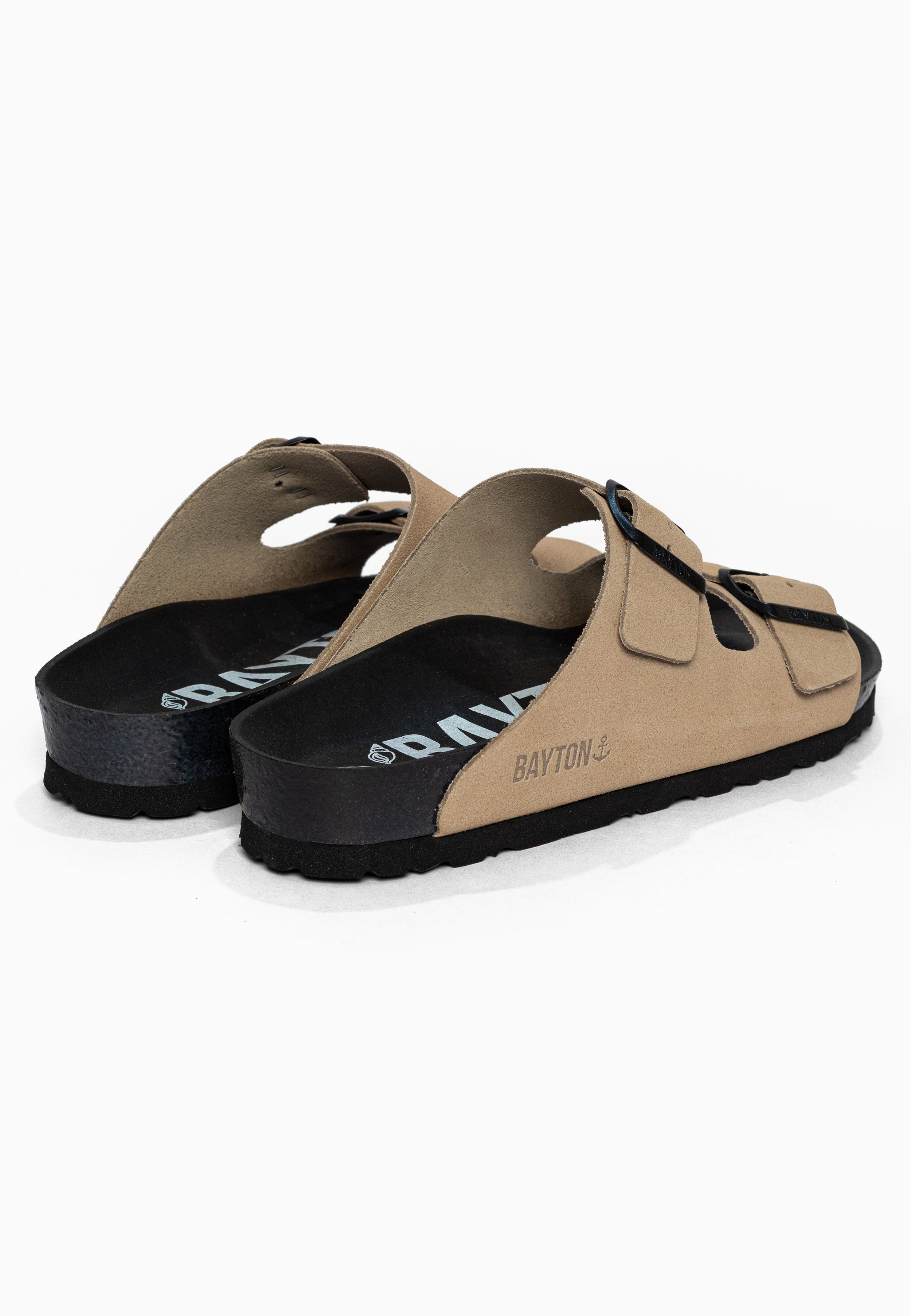 Sandales 2 Brides Atlas Beige en Cuir Suédé Bayton pour Femme