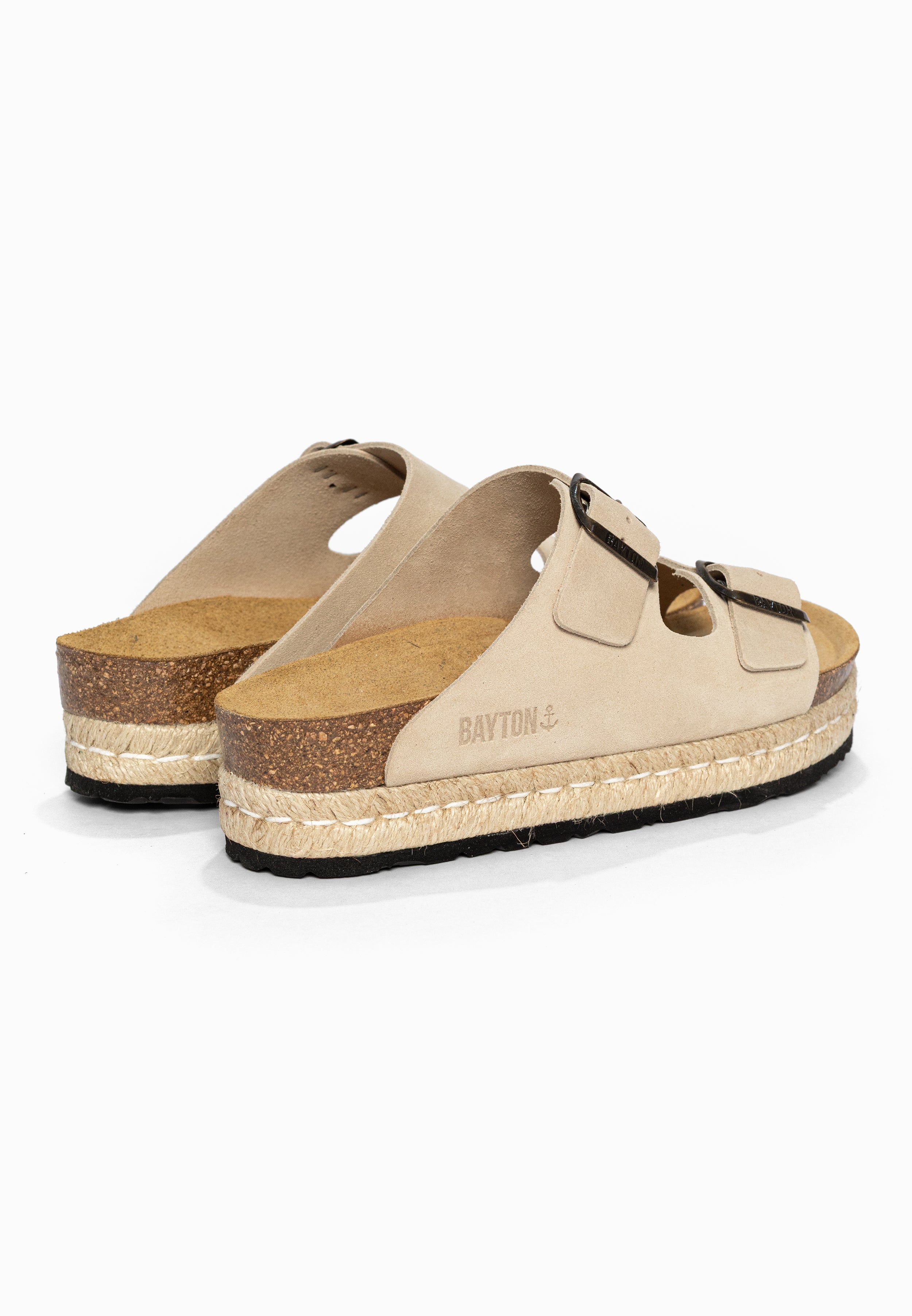 Sandales à Plateforme Alcee Beige en Cuir Suédé Bayton pour Femme