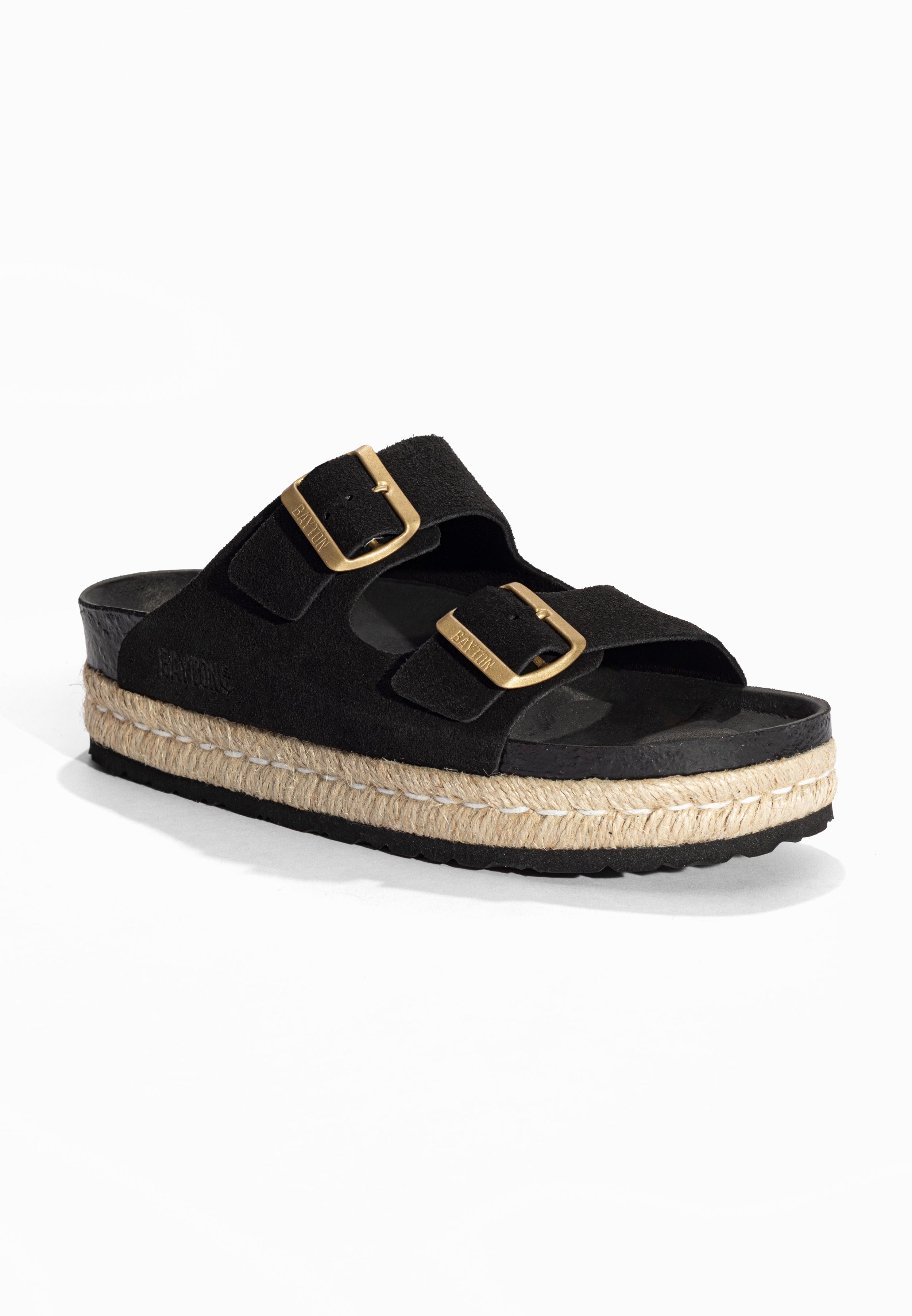 Sandales à Plateforme Alcee Noir en Cuir Suédé Bayton pour Femme