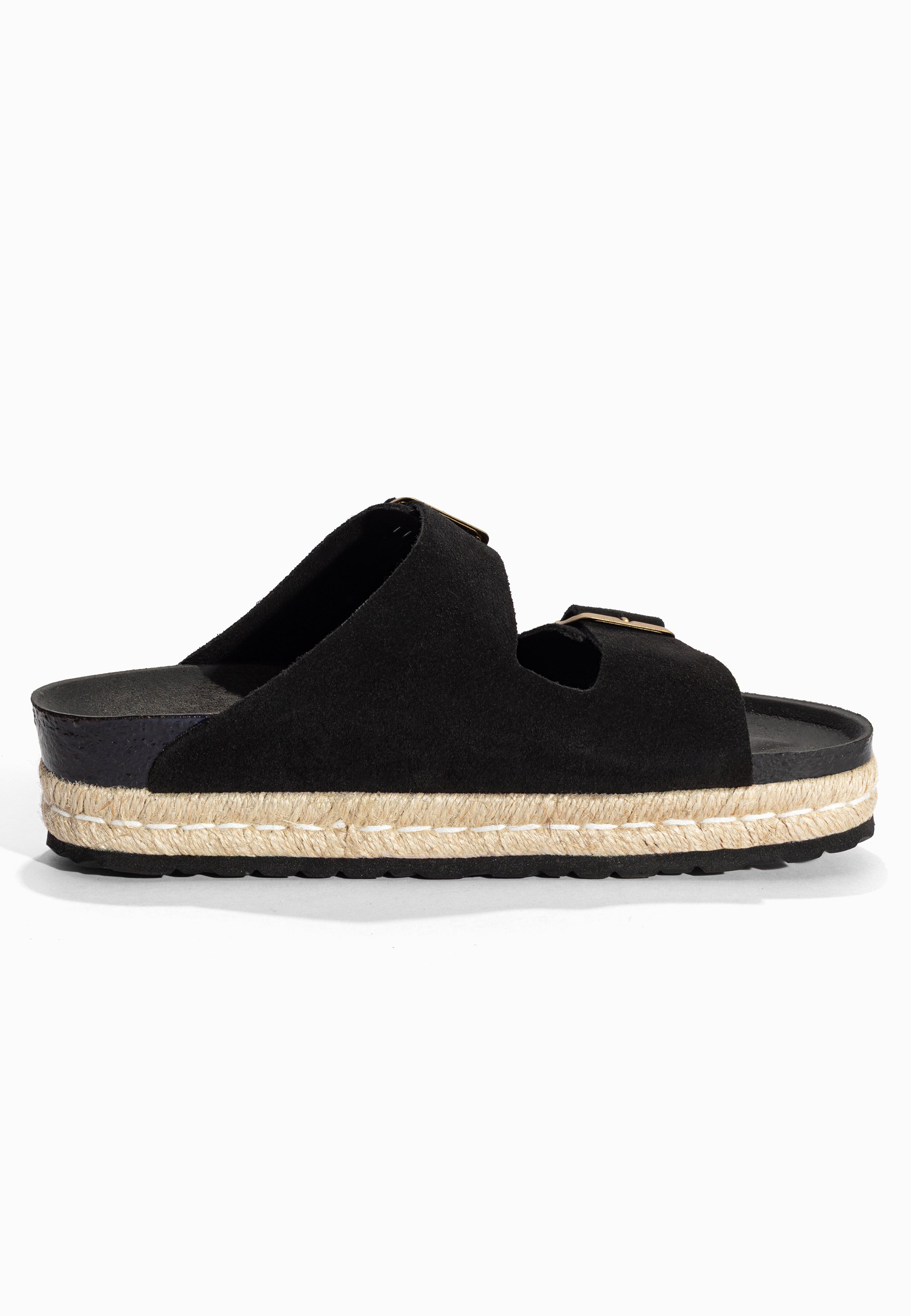 Sandales à Plateforme Alcee Noir en Cuir Suédé Bayton pour Femme