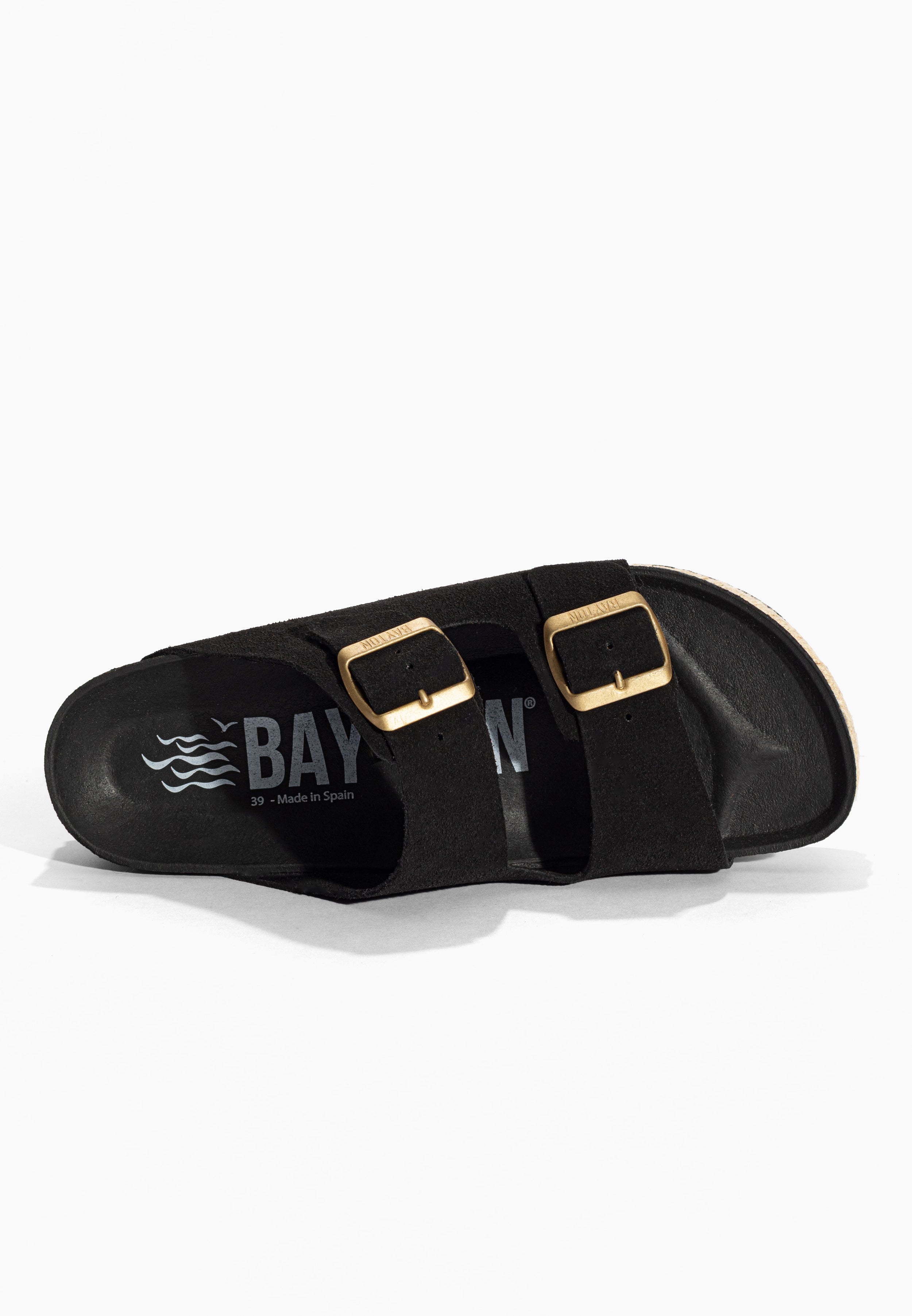 Sandales à Plateforme Alcee Noir en Cuir Suédé Bayton pour Femme