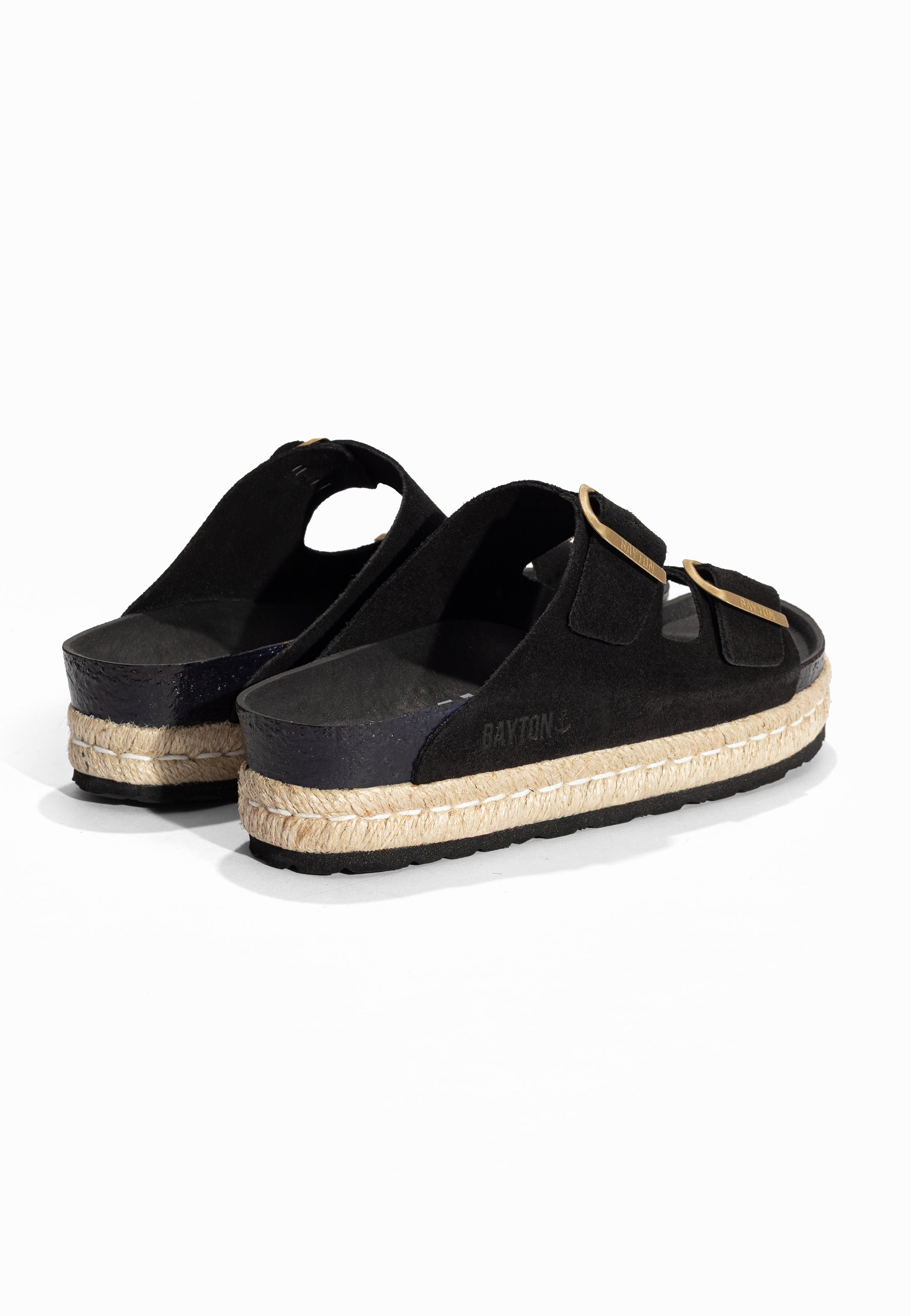 Sandales à Plateforme Alcee Noir en Cuir Suédé Bayton pour Femme