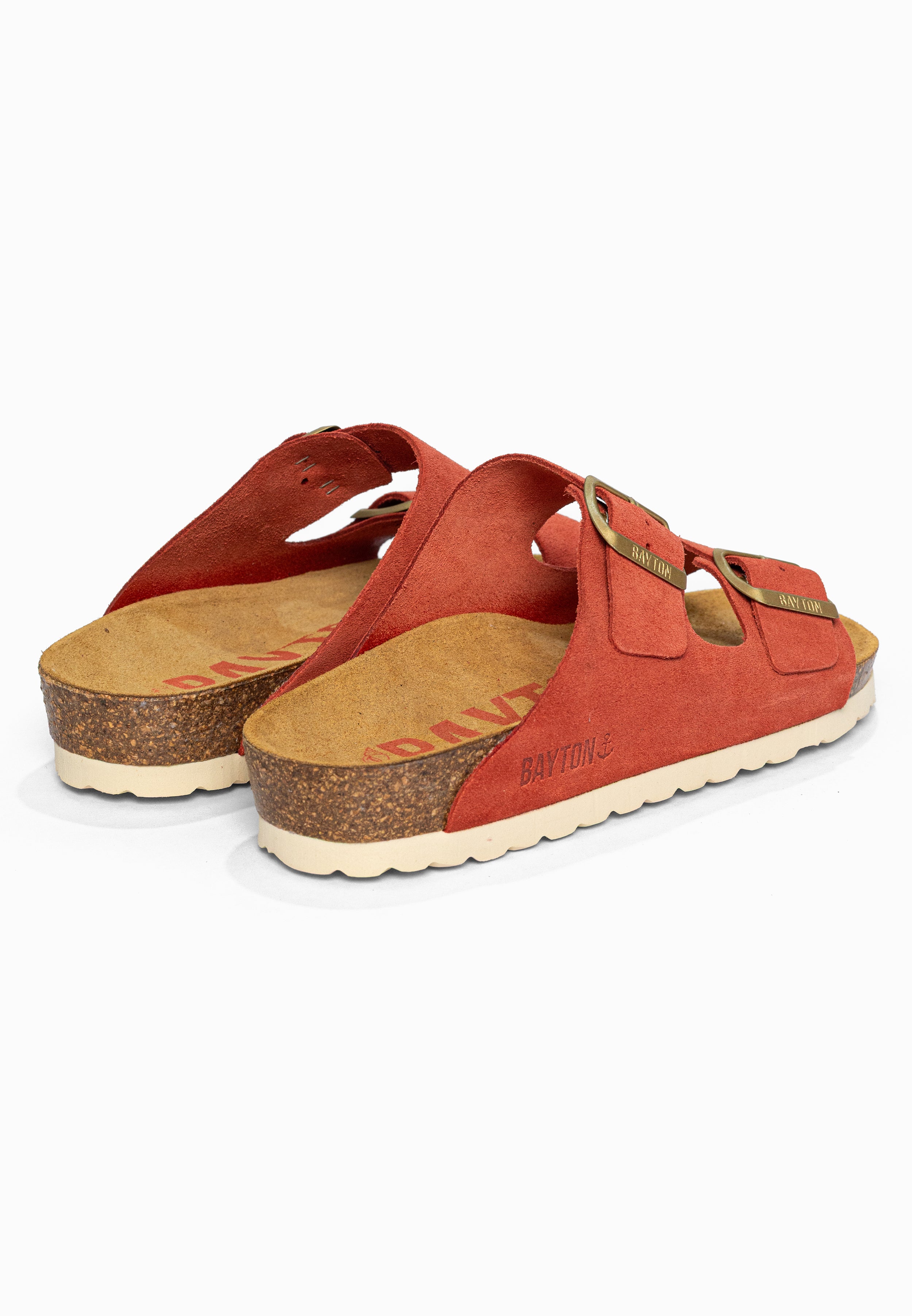 Sandales 2 Brides Atlas Terracotta en Cuir Suédé Bayton pour Femme